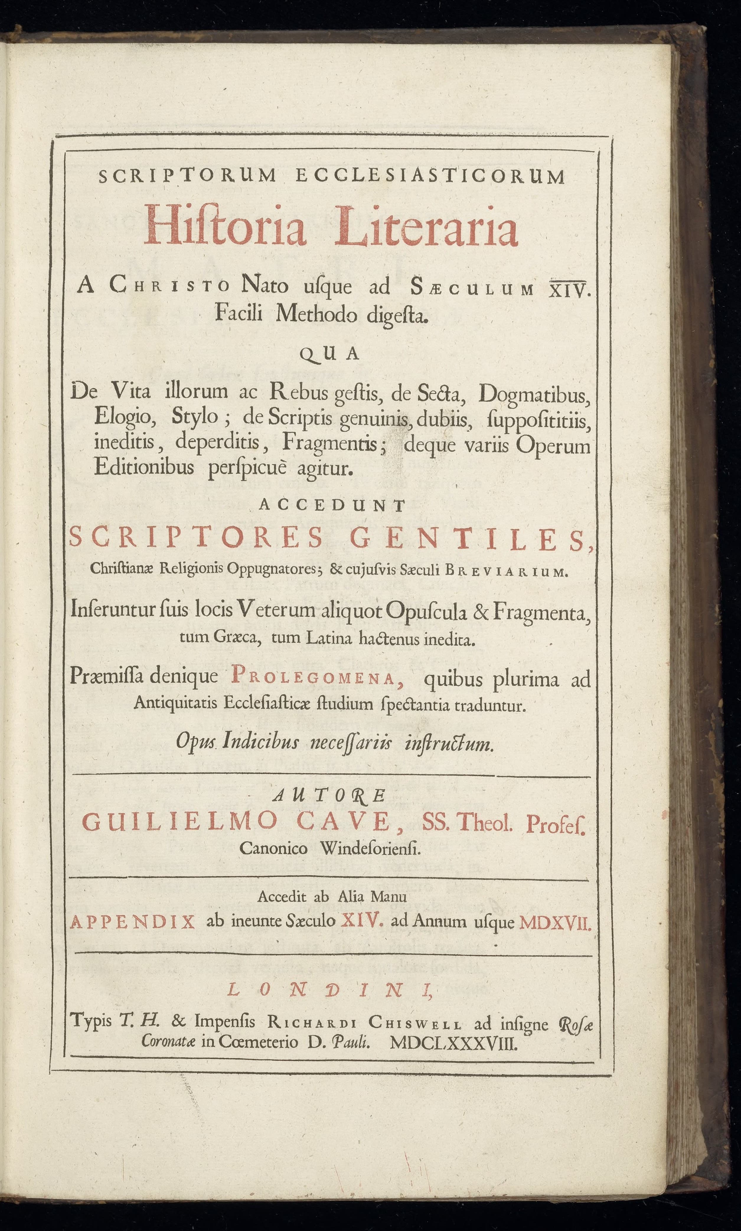 Scriptorum ecclesiasticorum historia literaria