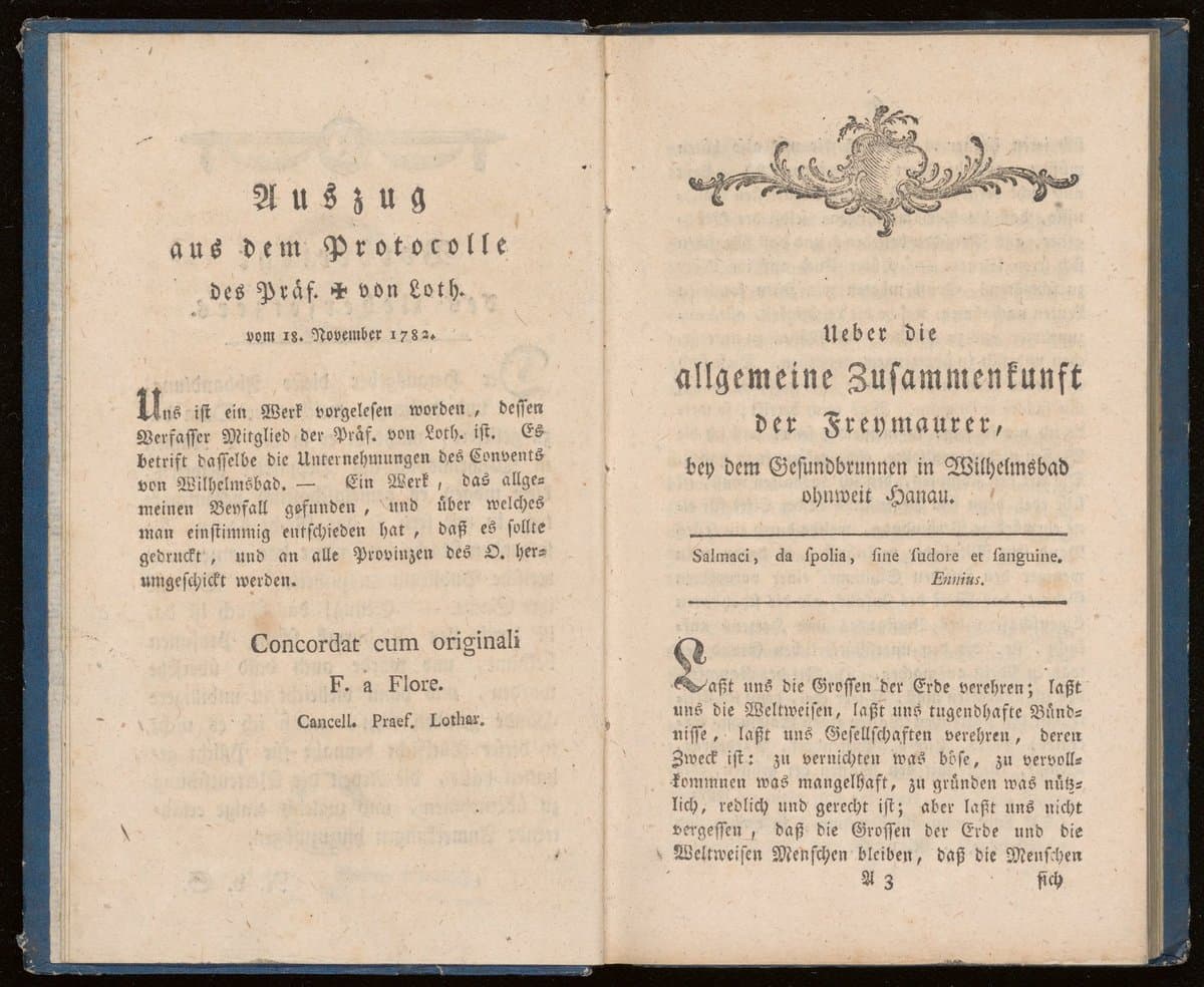 Abhandlung über die allgemeine Zusammenkunft der Freymaurer, bei den Gesundbrunnen in Wilhelmsbad