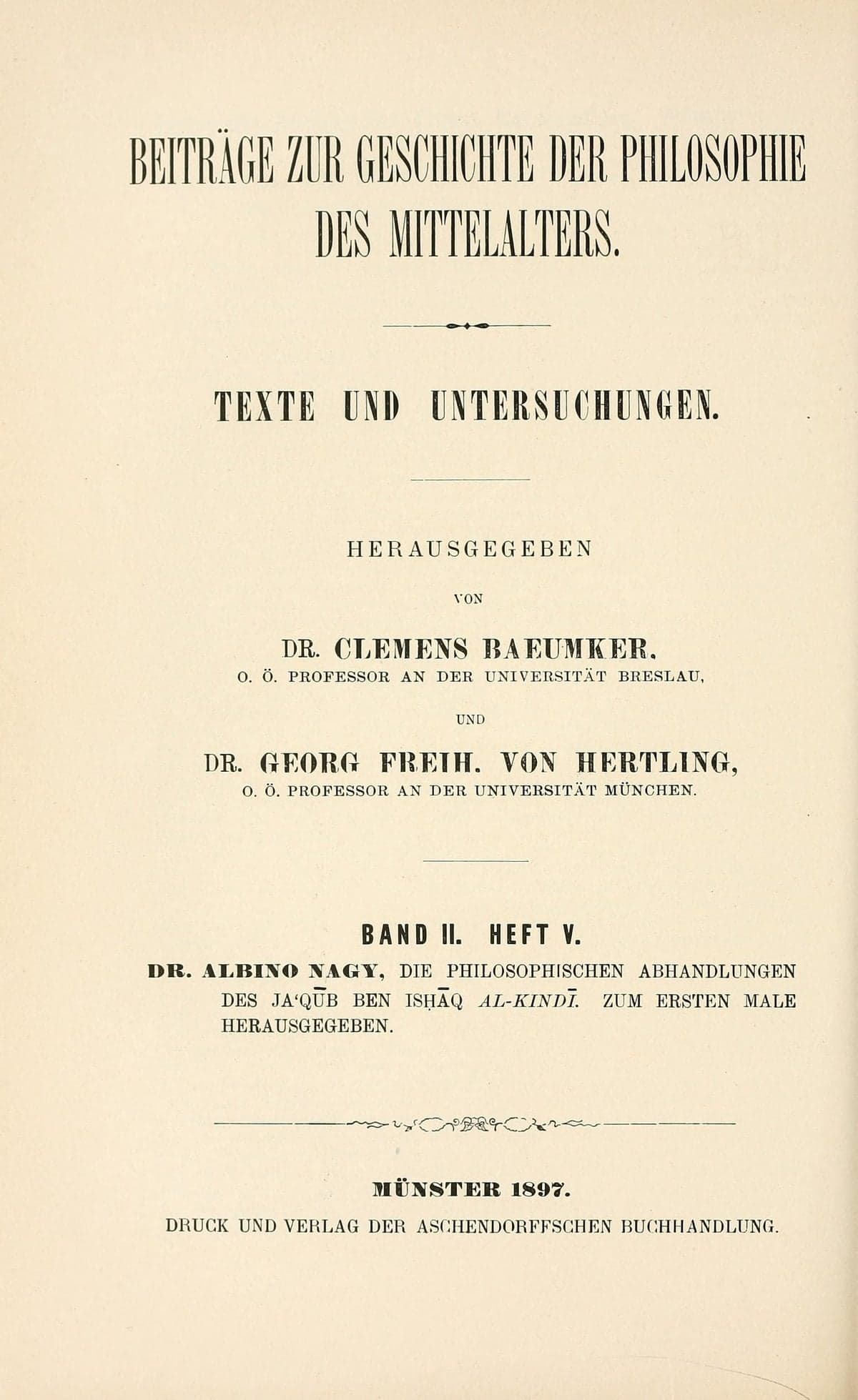 Die philosophischen Abhandlungen des al-Kindi