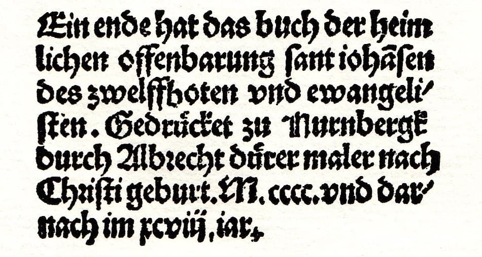 Dürer-Apokalypse Kolophon