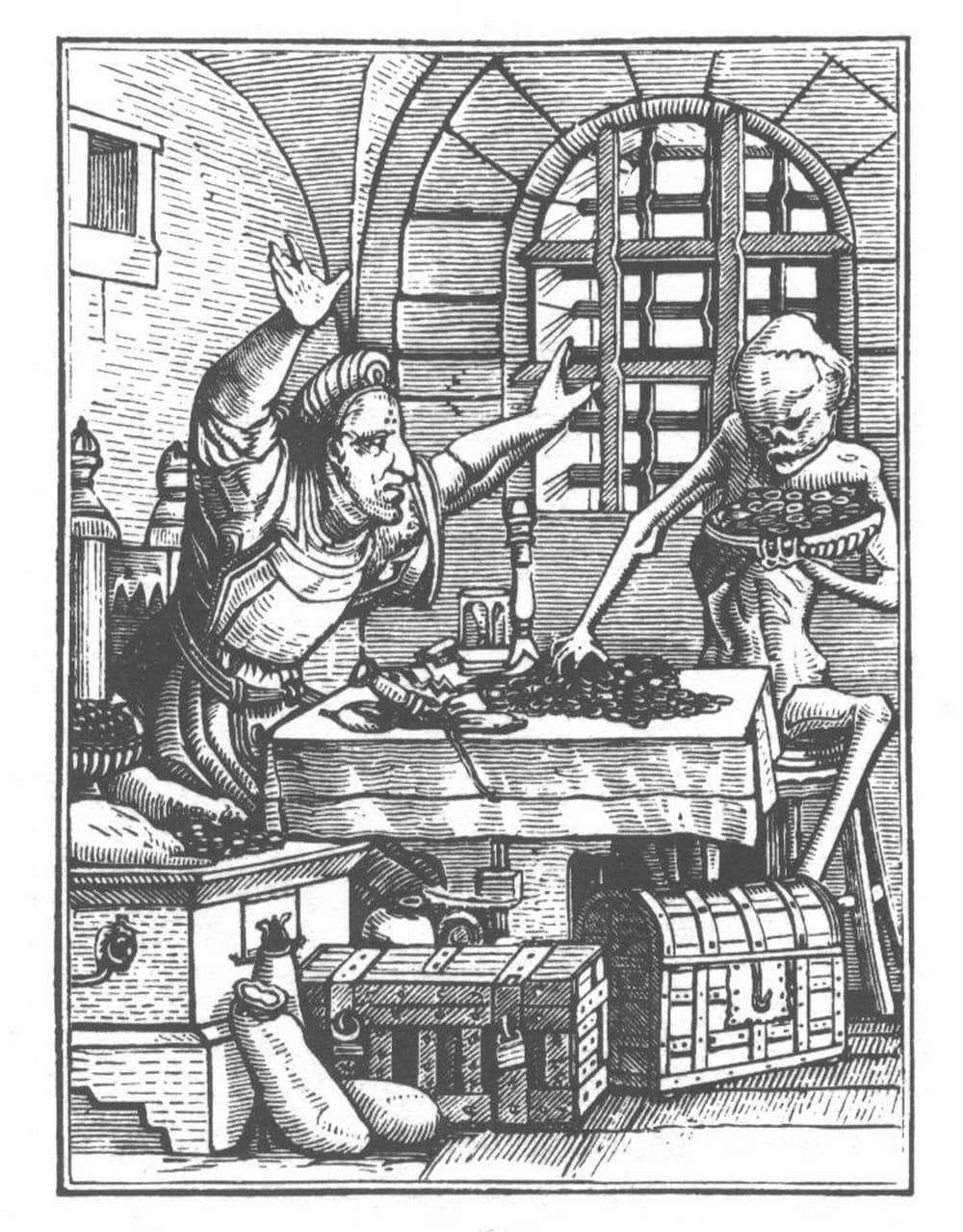The Miser and Death (Holbein's Danse Macabre)