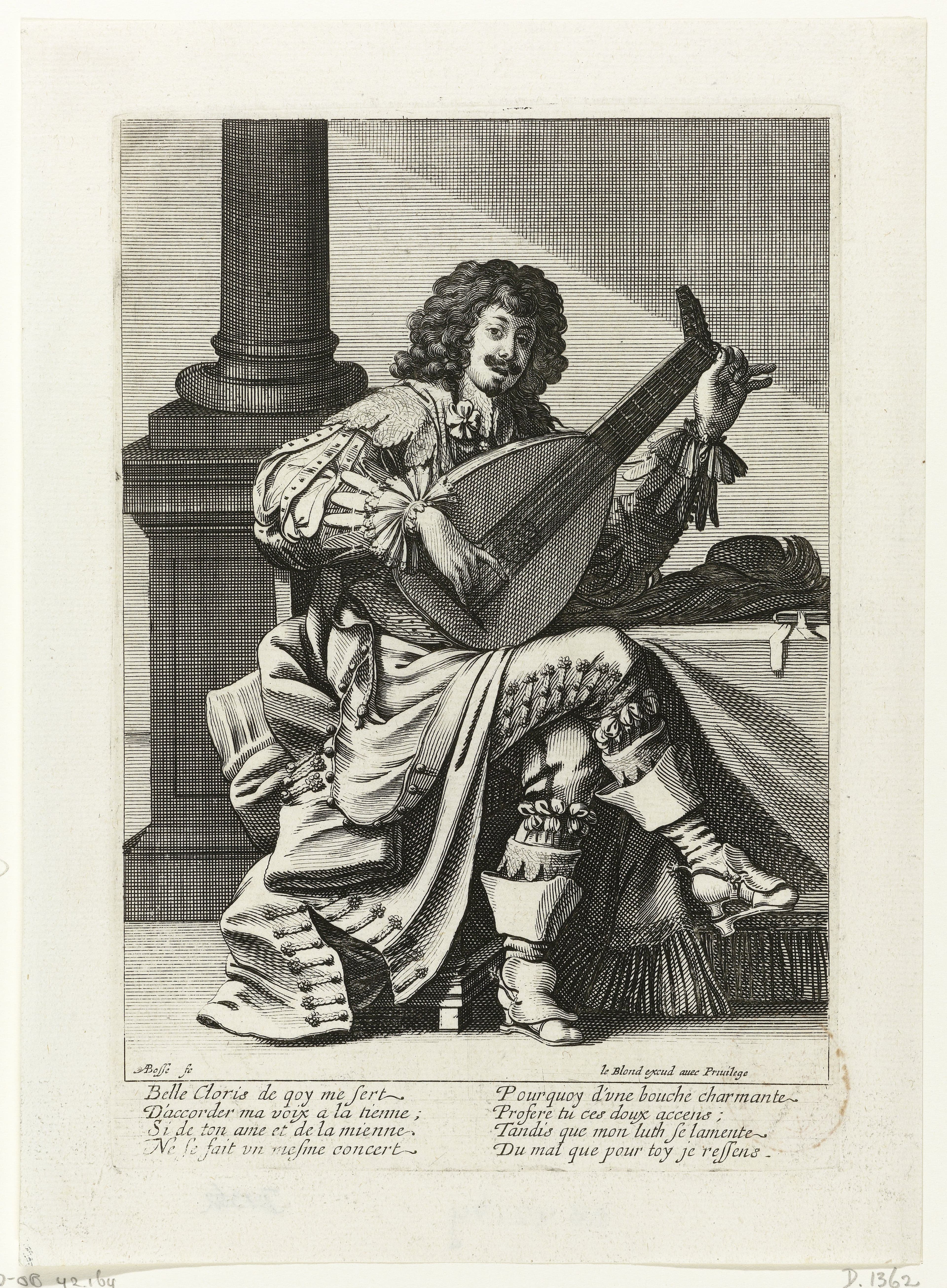 Zittende man met luit