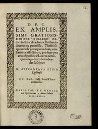 Ex amplissimi gratiosissimique Collegii Medici Inclytae Academiae Basiliensis decreto ac permissu, Theses sequentes de praecipuis adnatae oculi tunicae affectibus