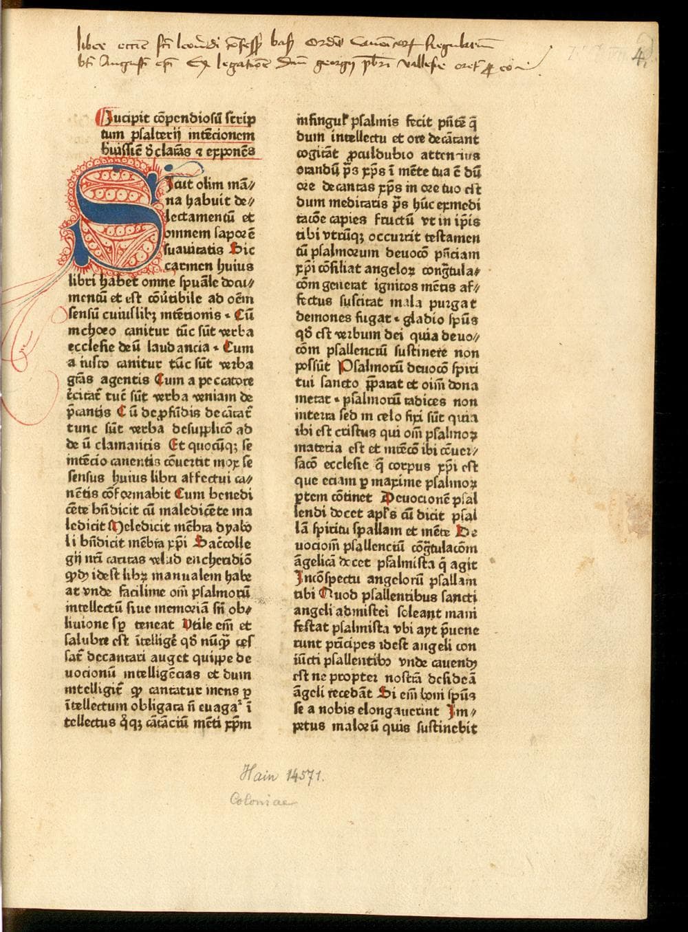 [Scriptum compendiosum Psalterii intentionem declarans]