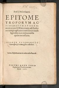 ... Epitome troporum ac schematum et grammaticorum &amp; rhetorum, ad authores tum prophanos tum sacros intelligendos non minus utilis quam necessaria