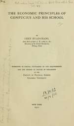 The Economic Principles of Confucius and His School