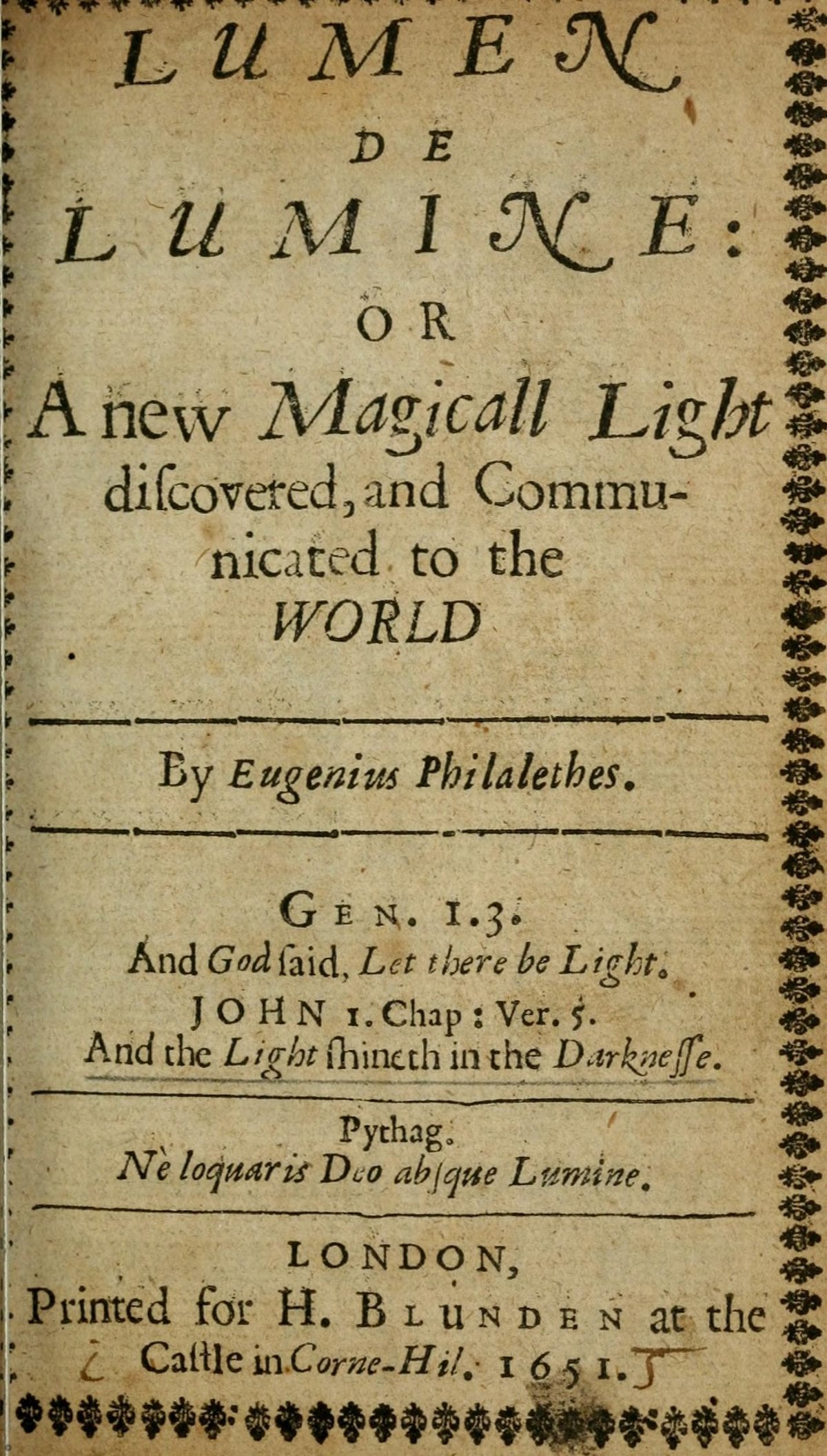 Lumen de Lumine, or A New Magicall Light