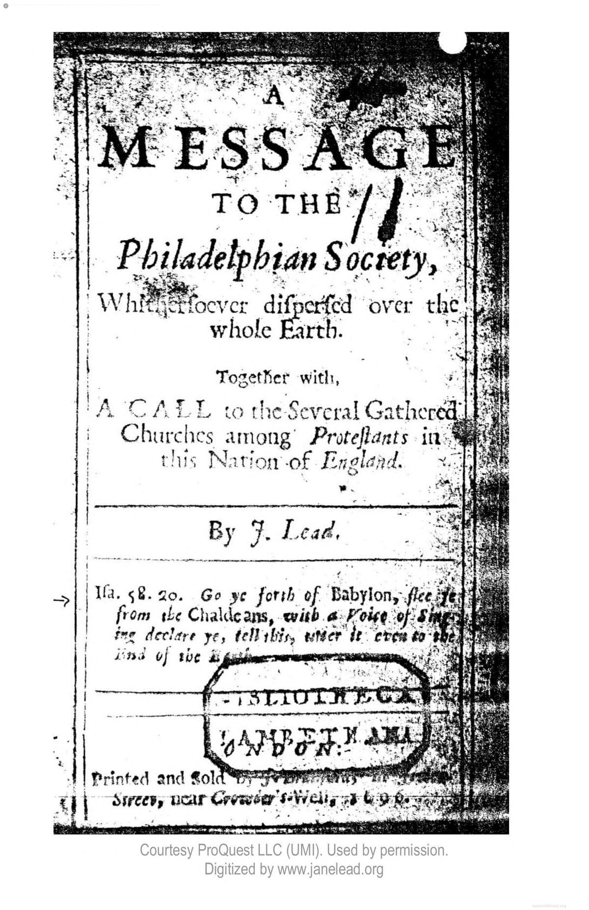 1st and 2nd Message to the Philadelphian Society
