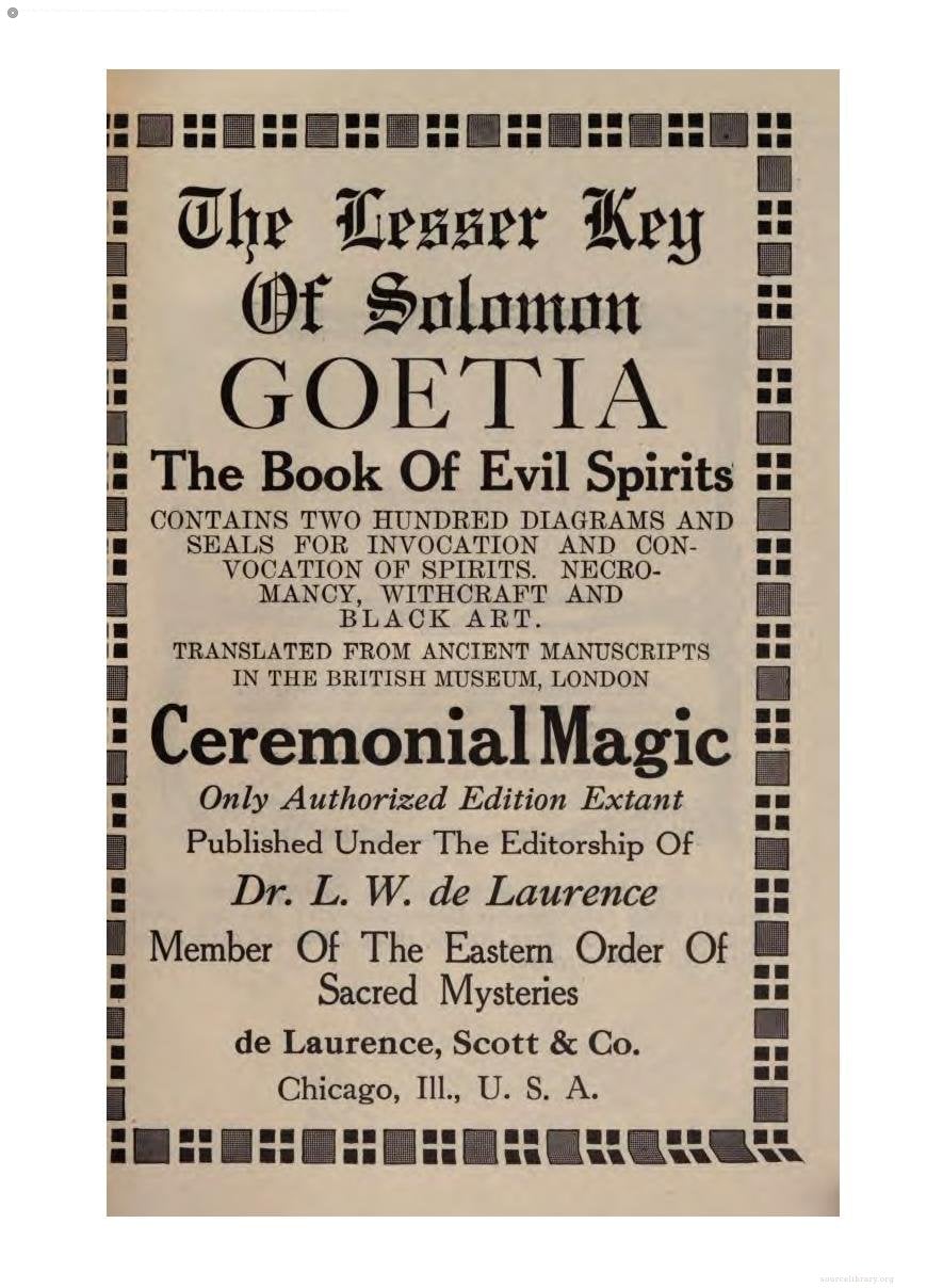 The Lesser Key of Solomon (Goetia)
