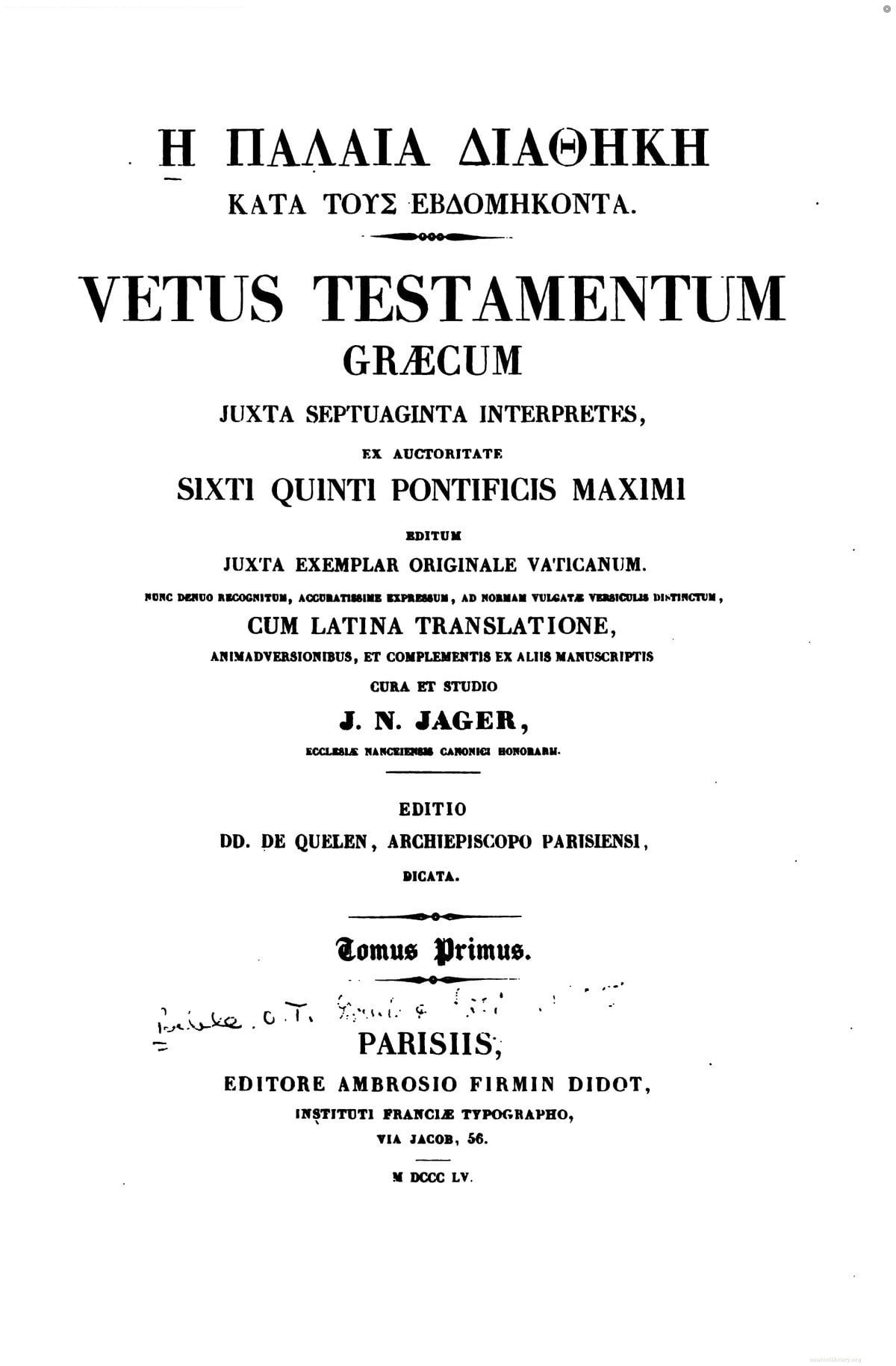 Vetus Testamentum Graecum: Septuagint with Latin Translation