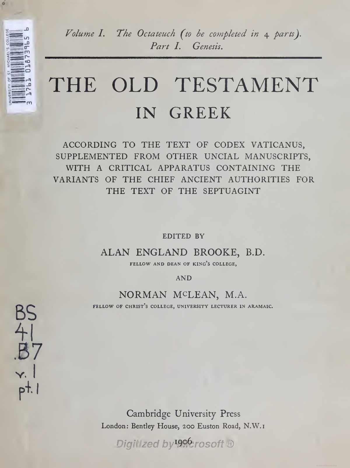 Septuagint (LXX) Codex Vaticanus Edition