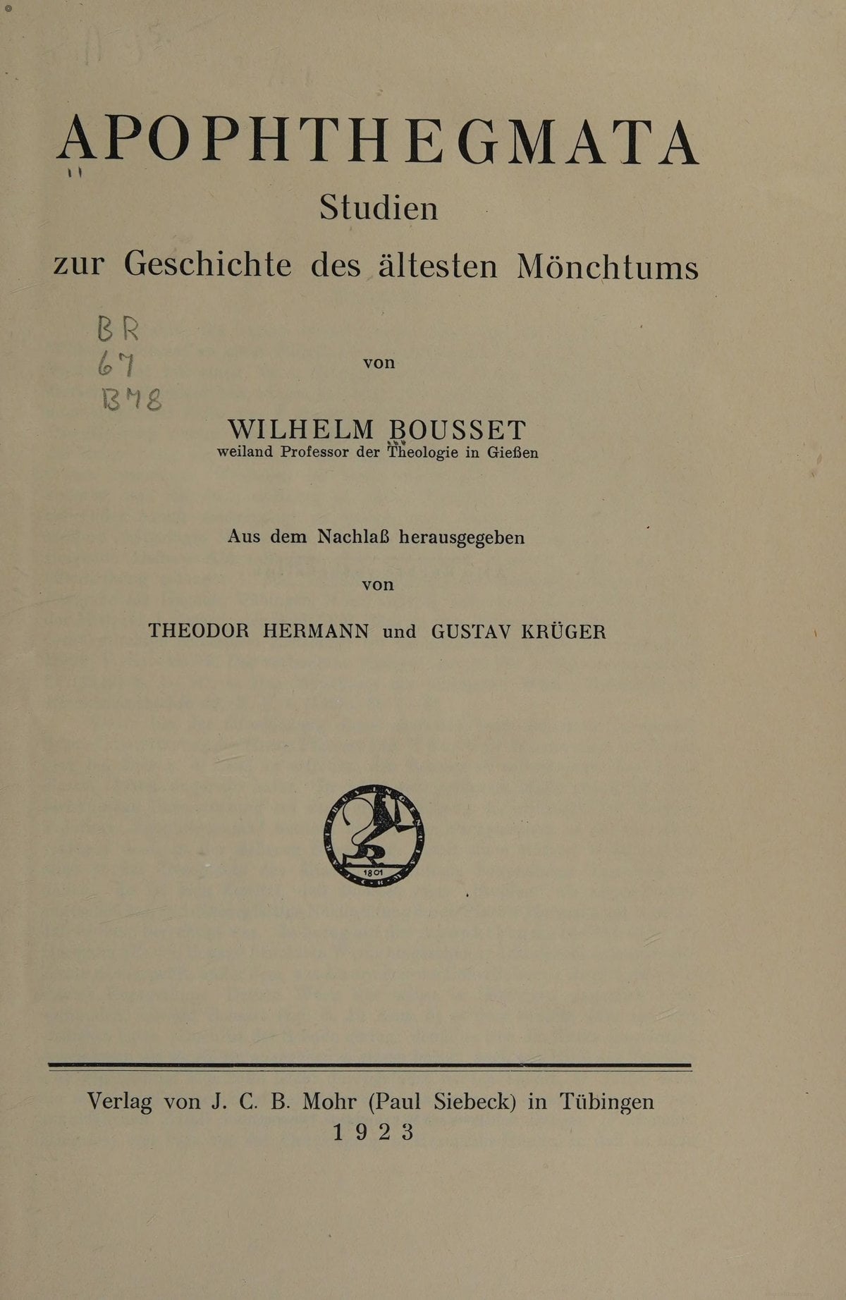 Apophthegmata Studien