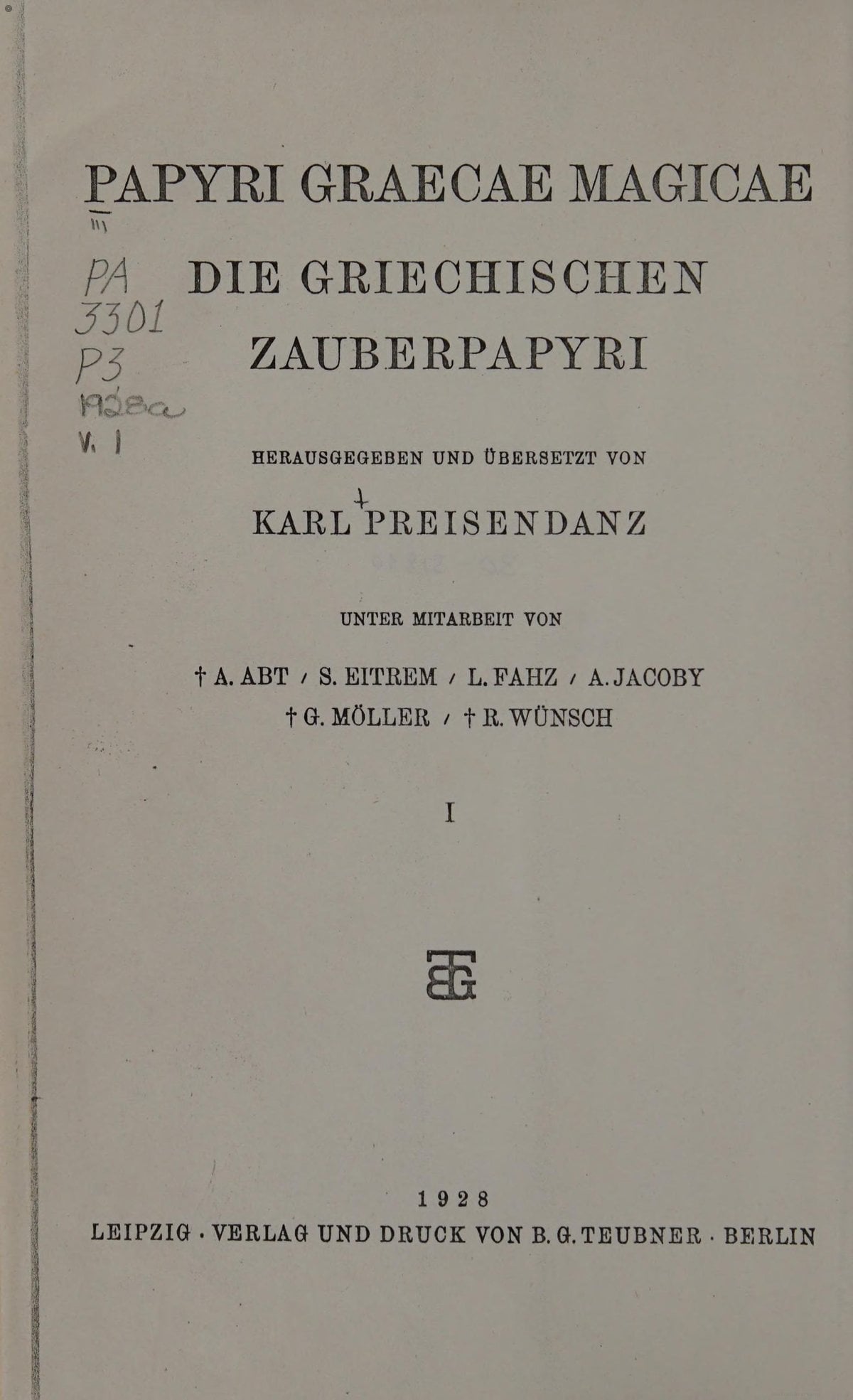 Greek Magical Papyri (Papyri Graecae Magicae)