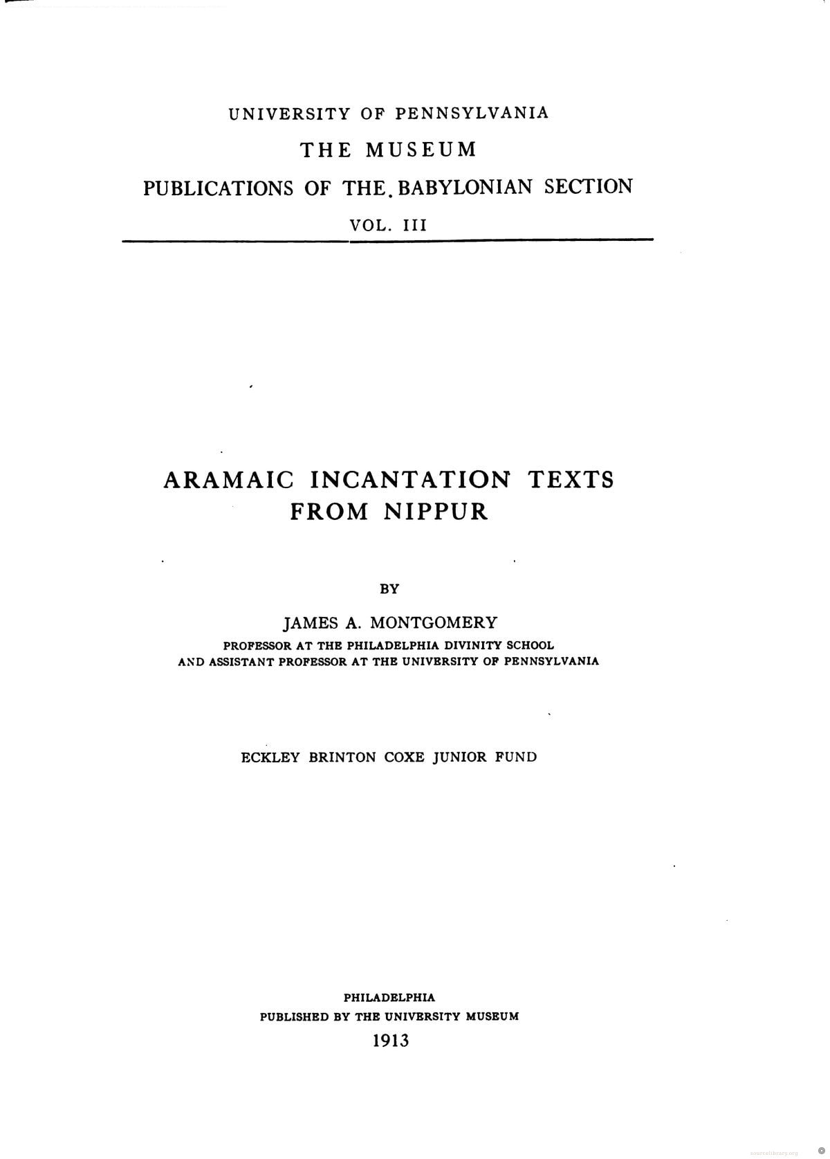 Aramaic Incantation Texts from Nippur