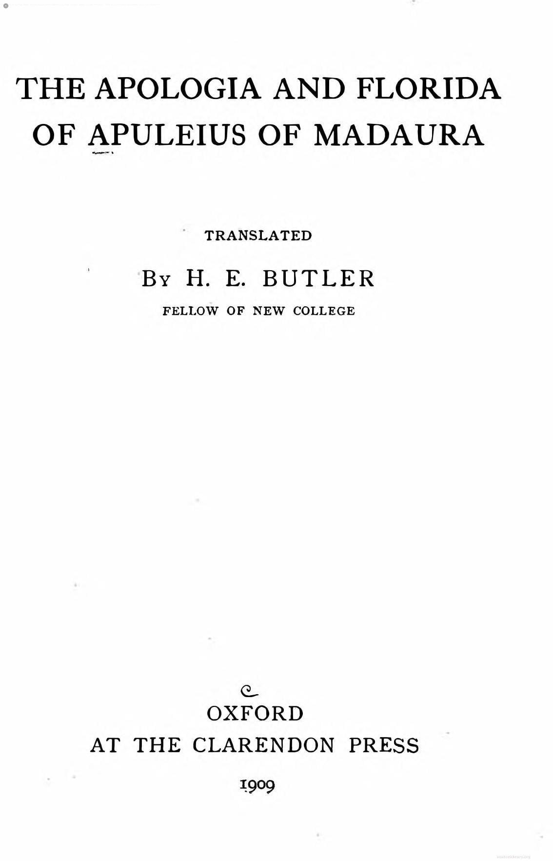 Apuleius: Apology and Florida
