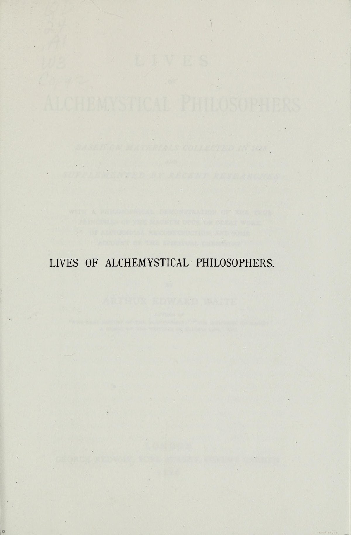 Lives of Alchemystical Philosophers