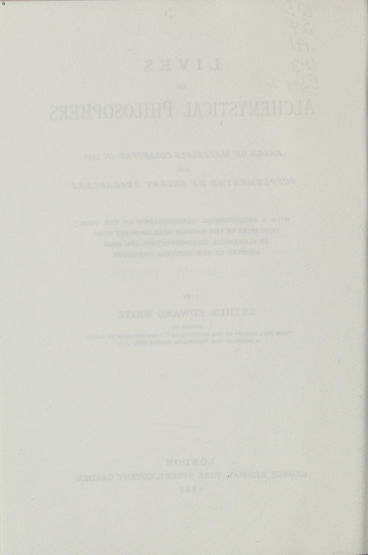 Lives of Alchemystical Philosophers