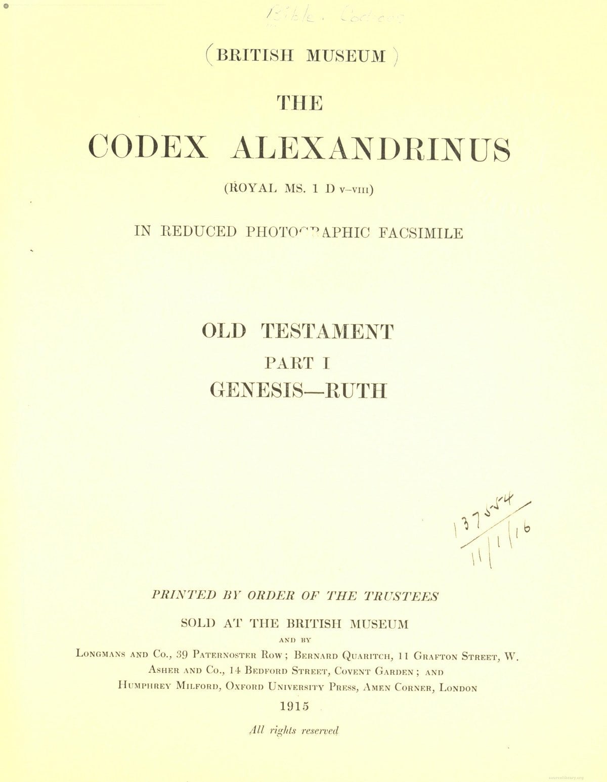Codex Alexandrinus Facsimile, Vol. II (New Testament)