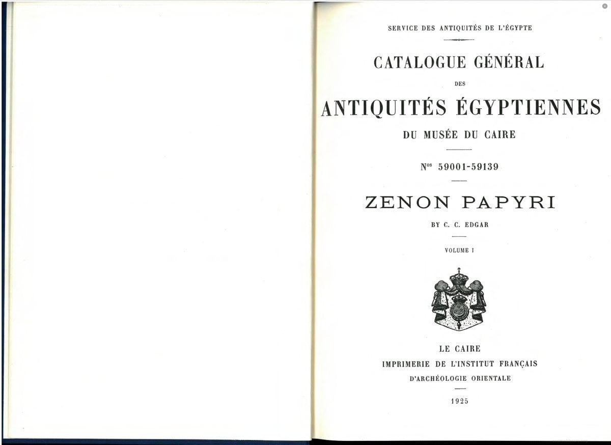 Zenon Papyri, Volume I