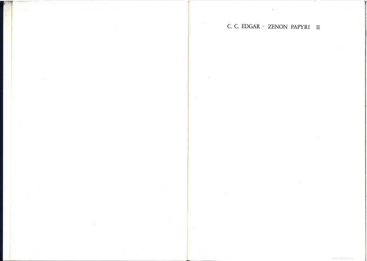 Zenon Papyri Vol. II - Cairo Museum