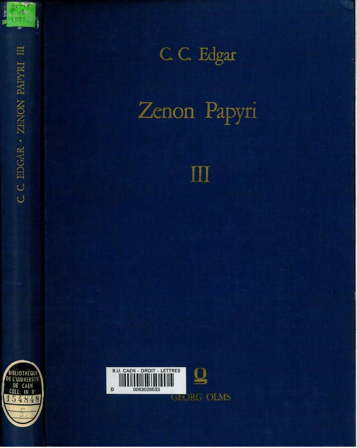 Zenon Papyri Vol. III - Cairo Museum