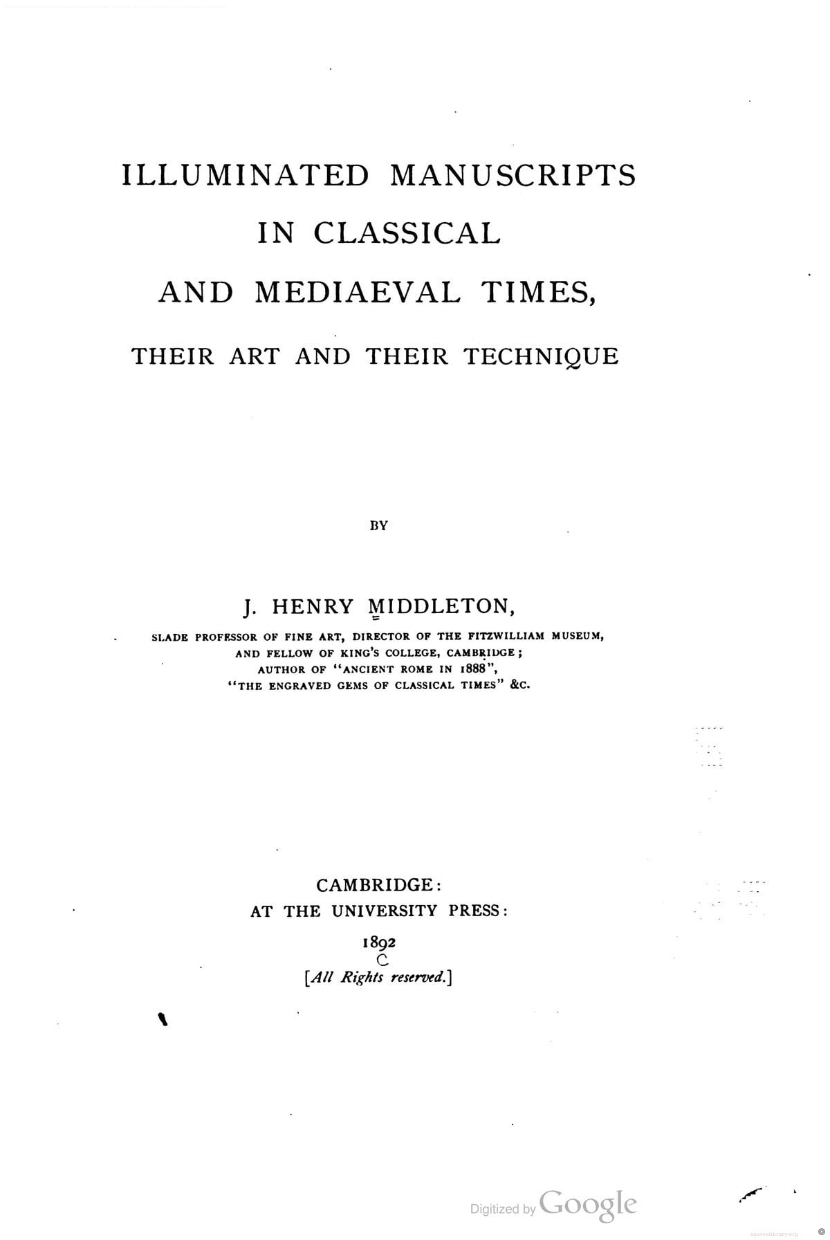 Illuminated Manuscripts in Classical and Medieval Times