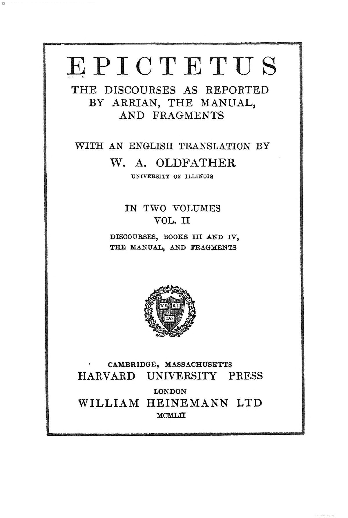 Epictetus' Discourses Vol. 2 (Books 3-4) & Encheiridion