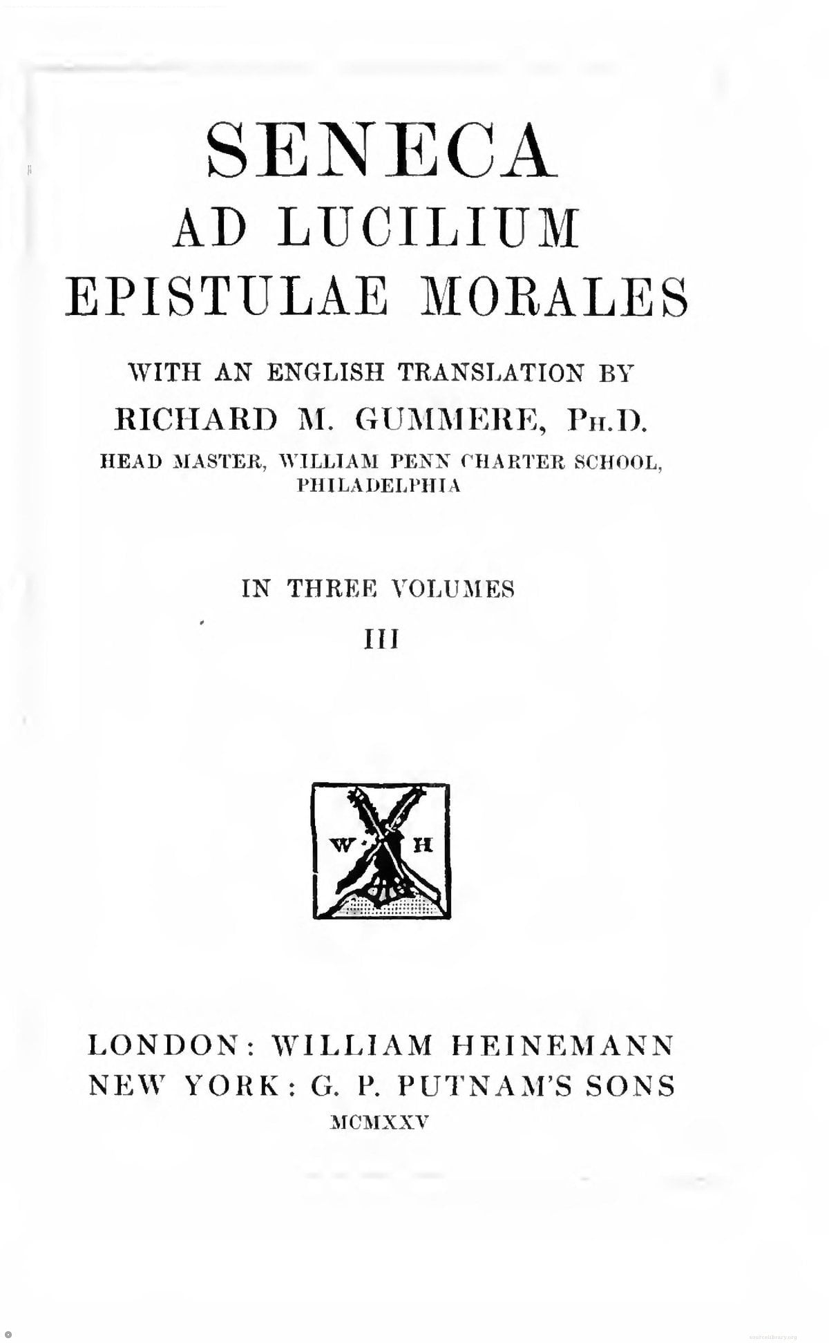 Seneca's Moral Epistles Vol. 3 (Letters 93-124)