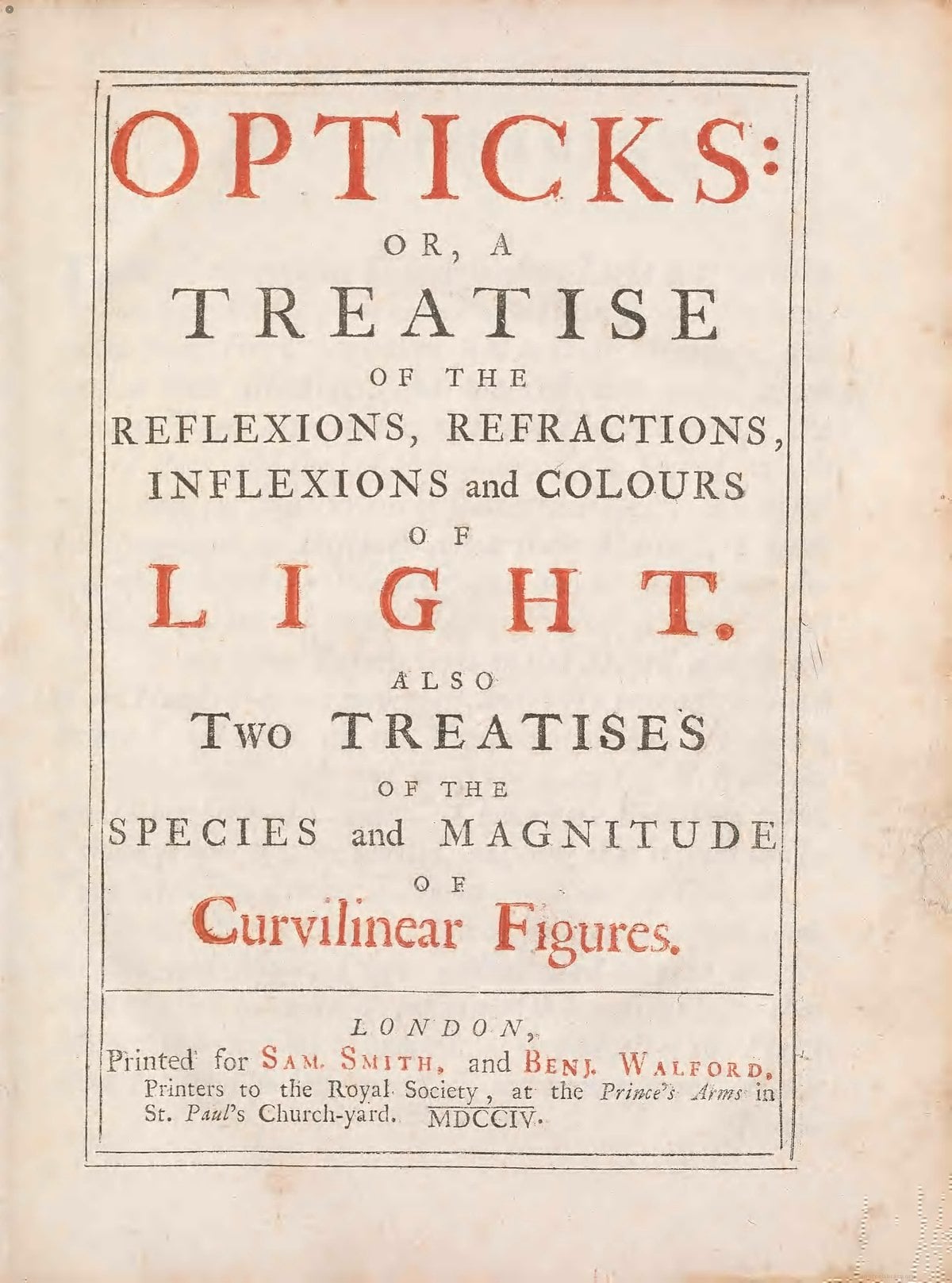 Opticks (1704 First Edition)