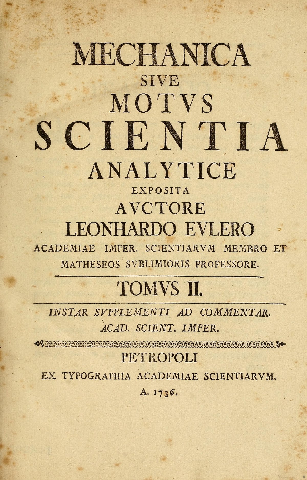 Mechanica Vol. II (1736)