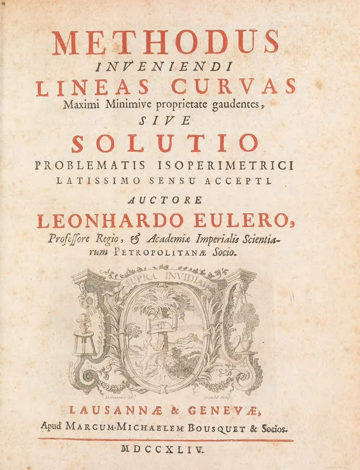 Methodus Inveniendi Lineas Curvas (Calculus of Variations, 1744)