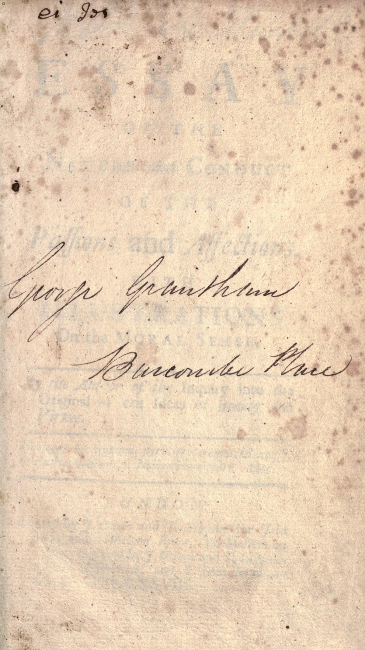 Essay on the Nature and Conduct of the Passions (1728)