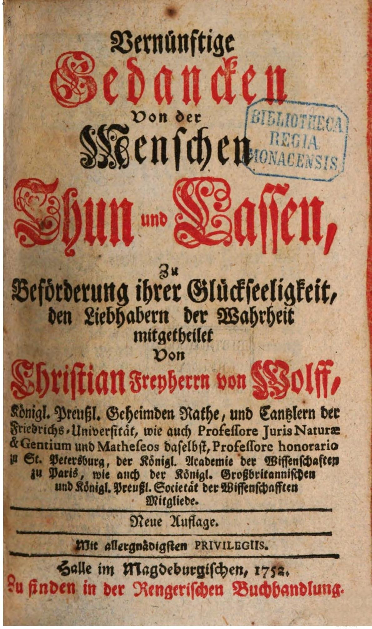 Rational Thoughts on the Actions of Mankind (German Ethics)