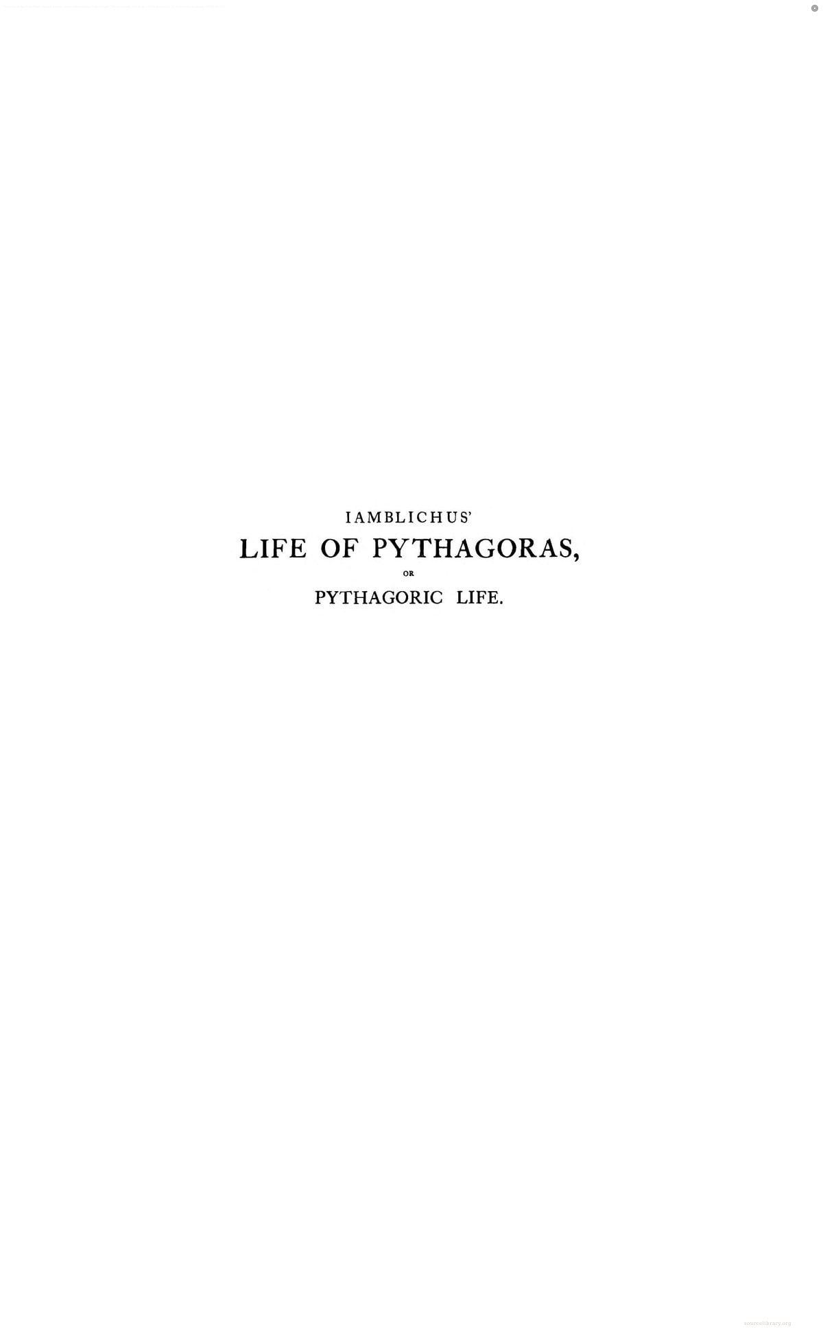 Life of Pythagoras (Iamblichus)
