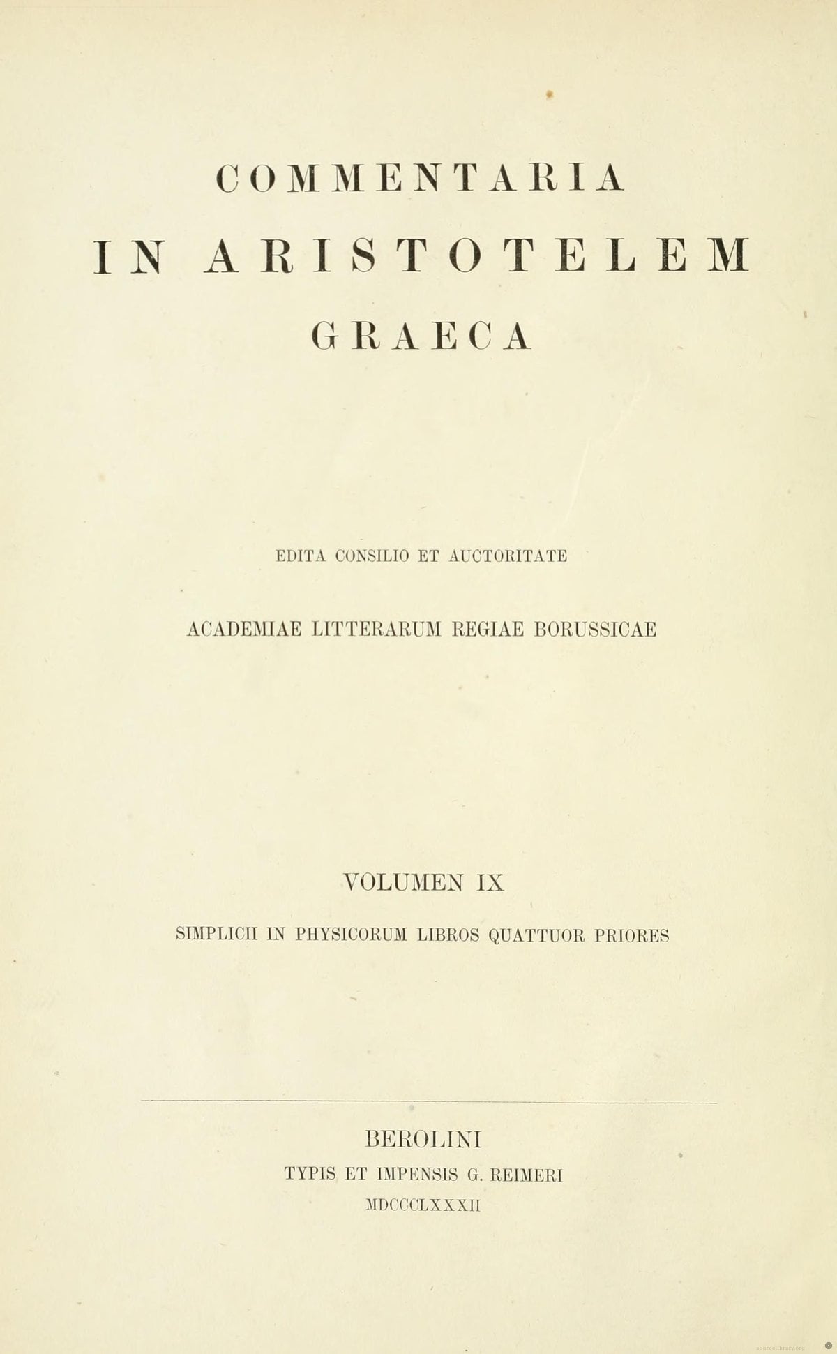 In Aristotelis Physicorum Libros Commentaria
