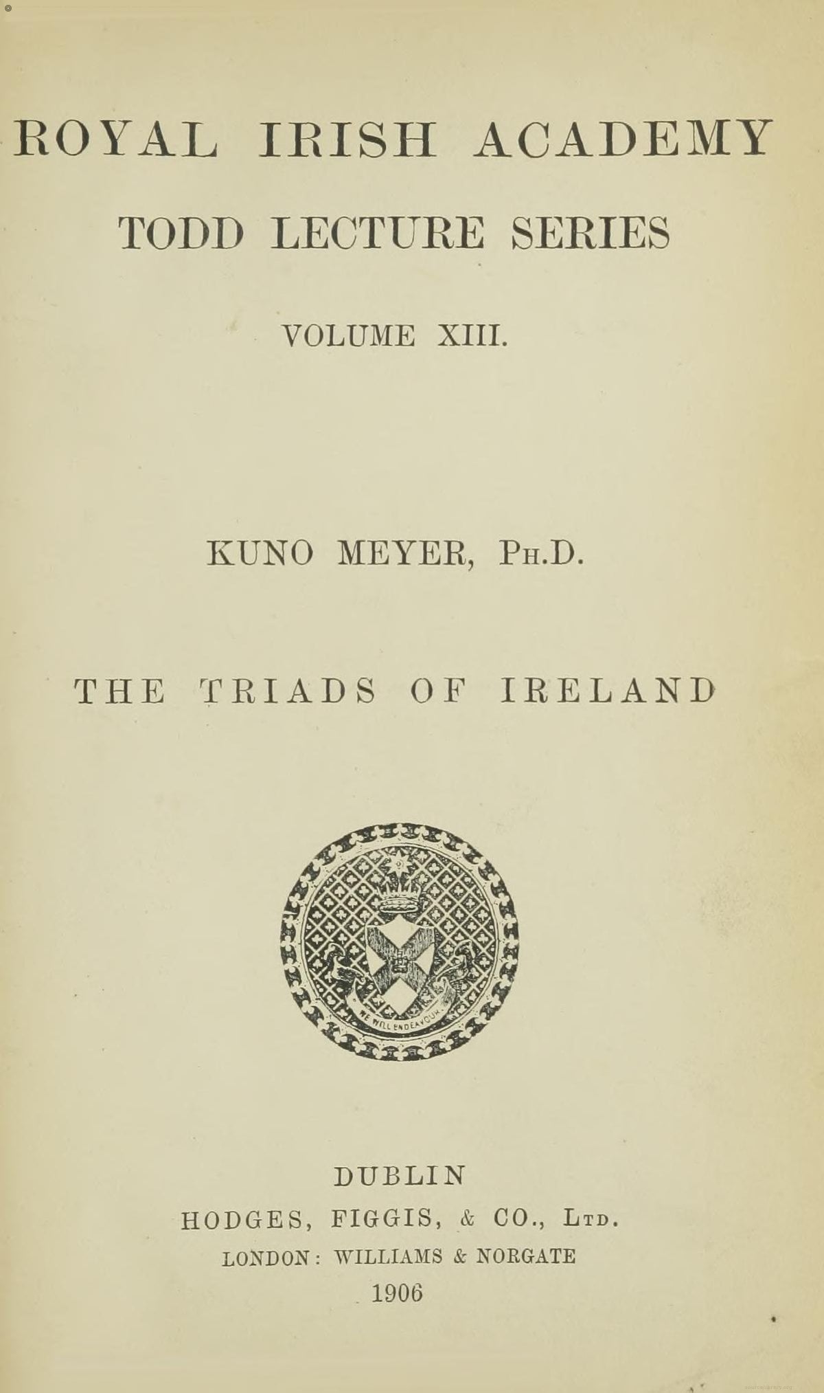The Triads of Ireland (Trecheng Breth Féne)