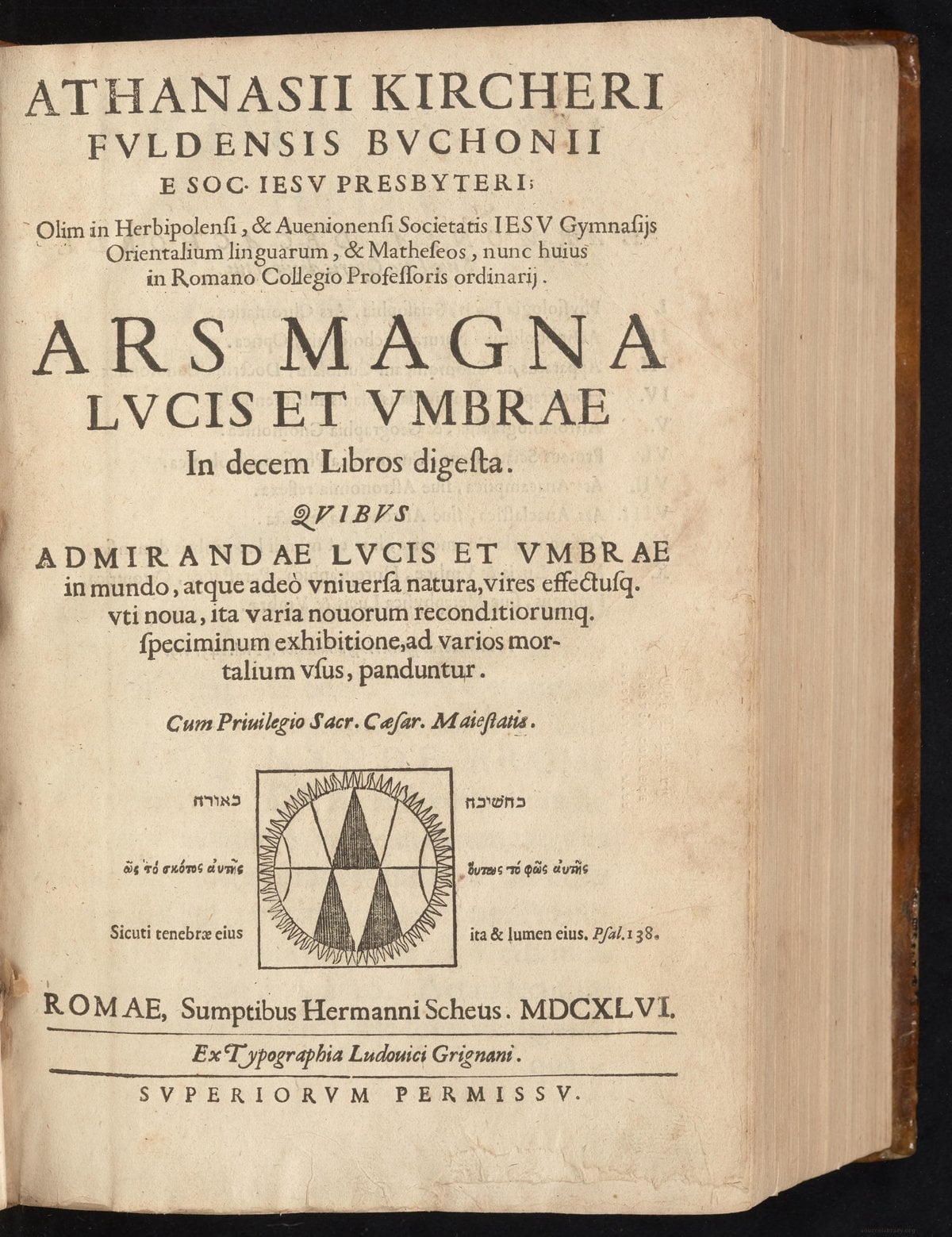 Kircher Ars Magna Lucis et Umbrae (1646)