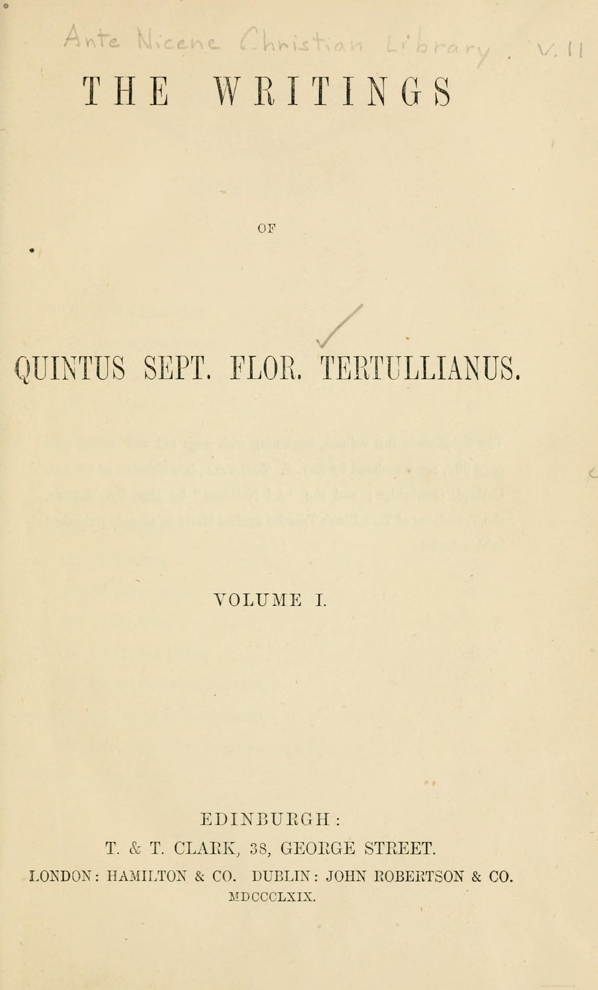 Ante-Nicene Christian Library Vol. 11