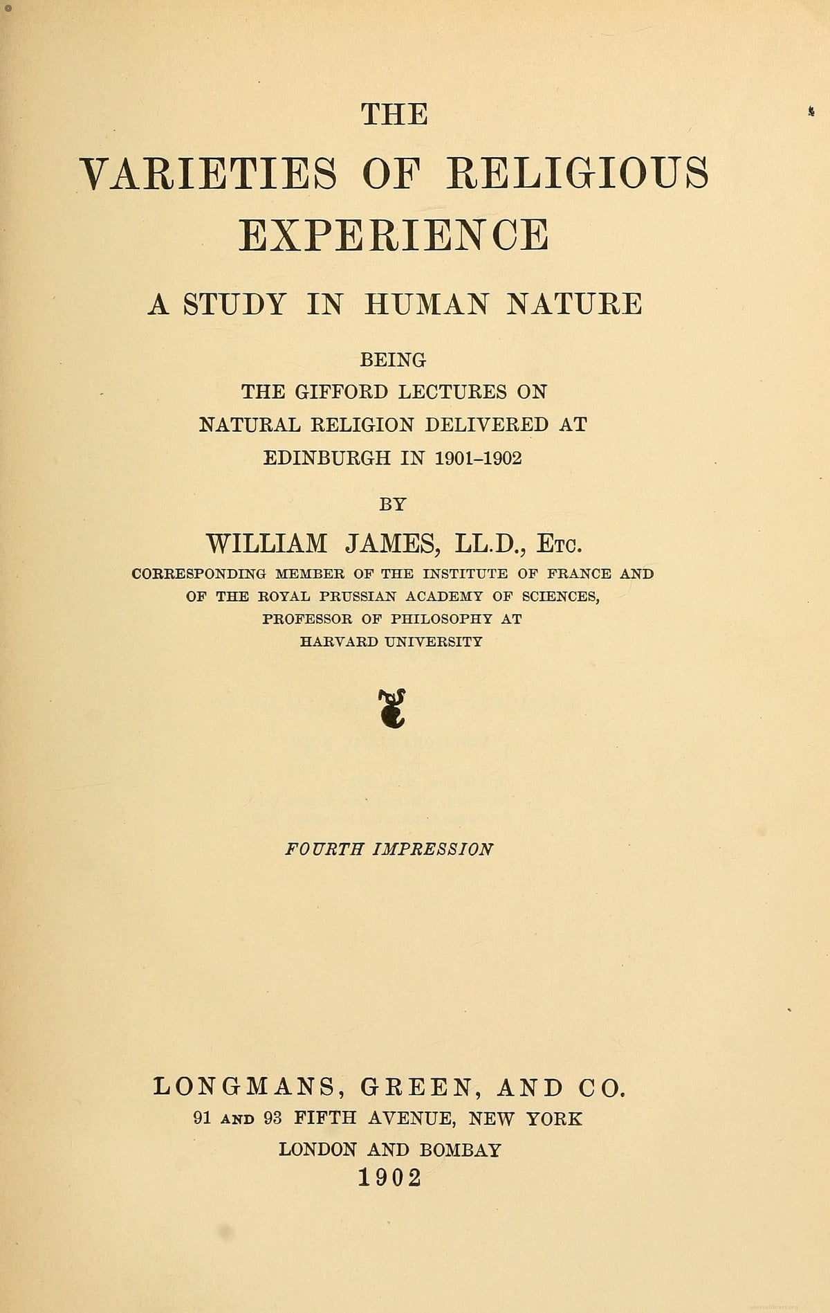 William James Varieties of Religious Experience (1902)