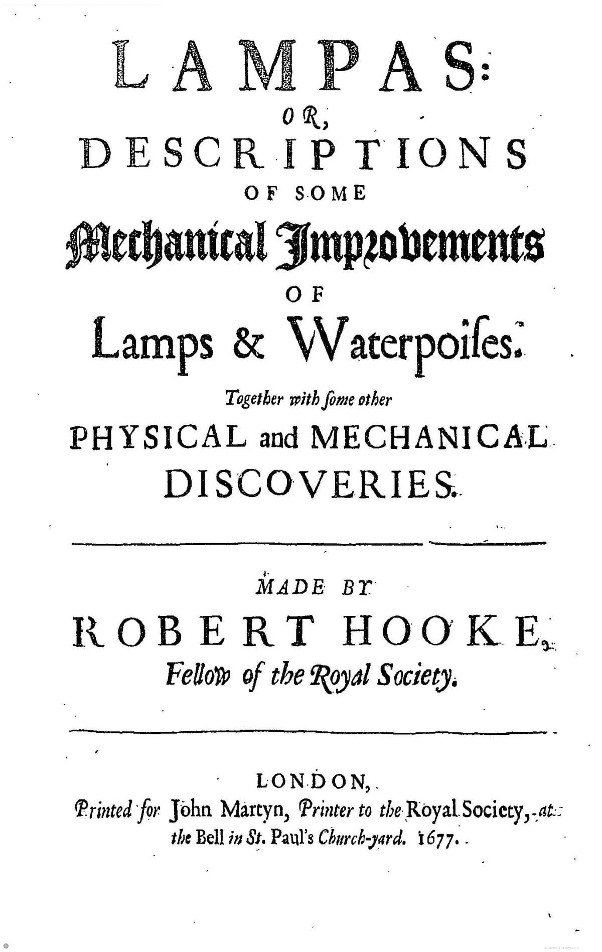Lampas, or Descriptions of Mechanical Improvements of Lamps and Waterpoises