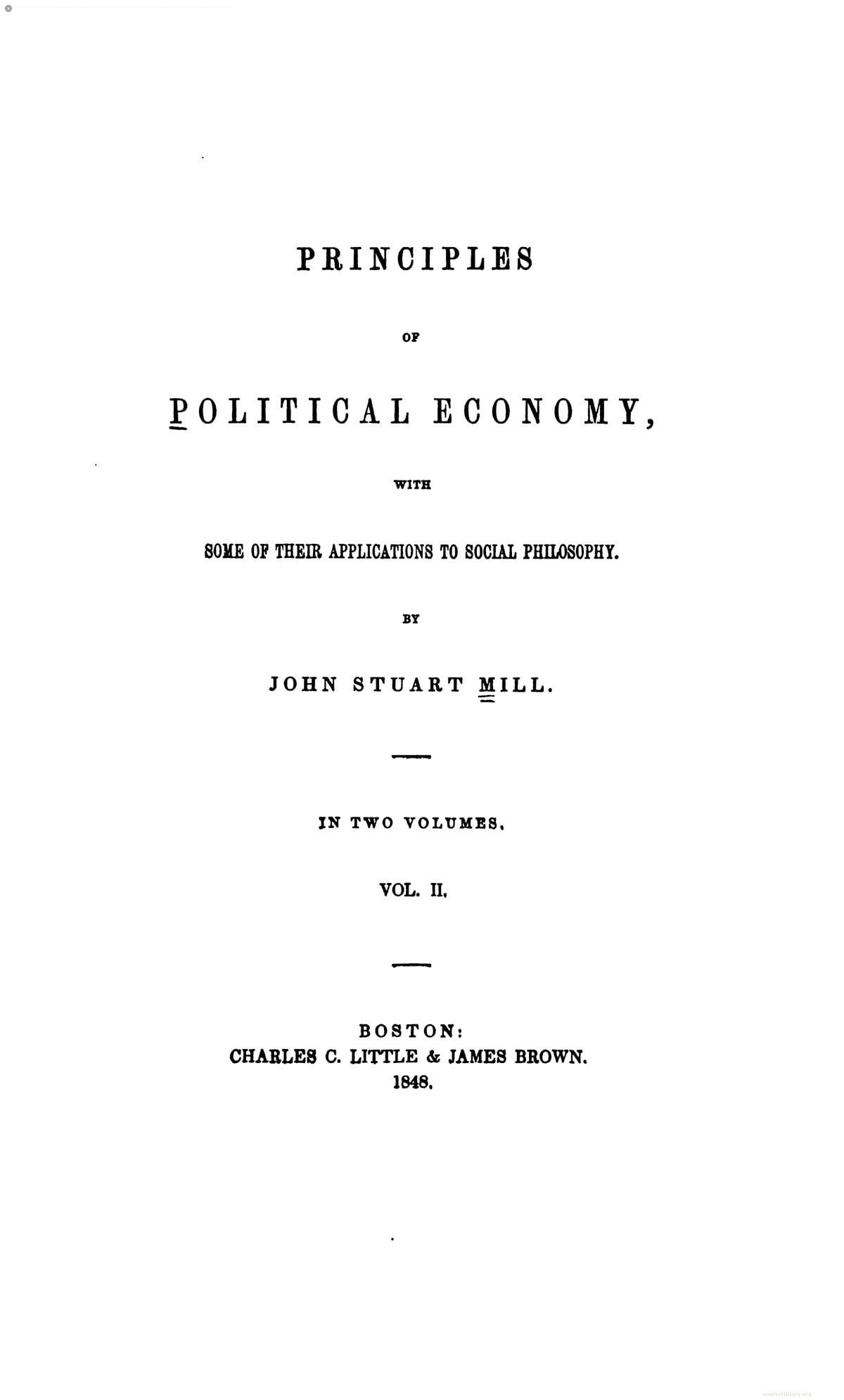 Principles of Political Economy with Applications to Social Philosophy