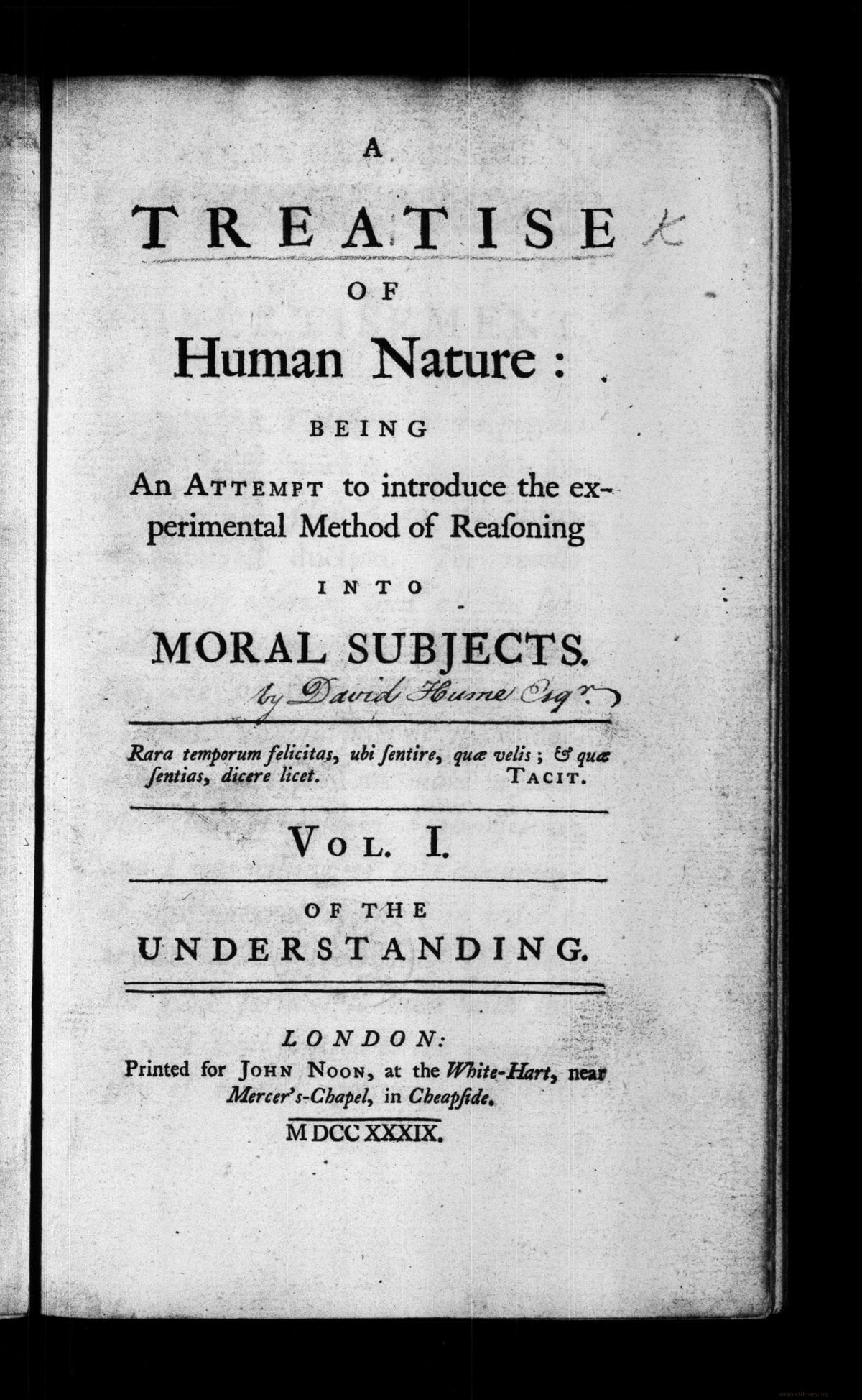 A Treatise of Human Nature - Volume 1