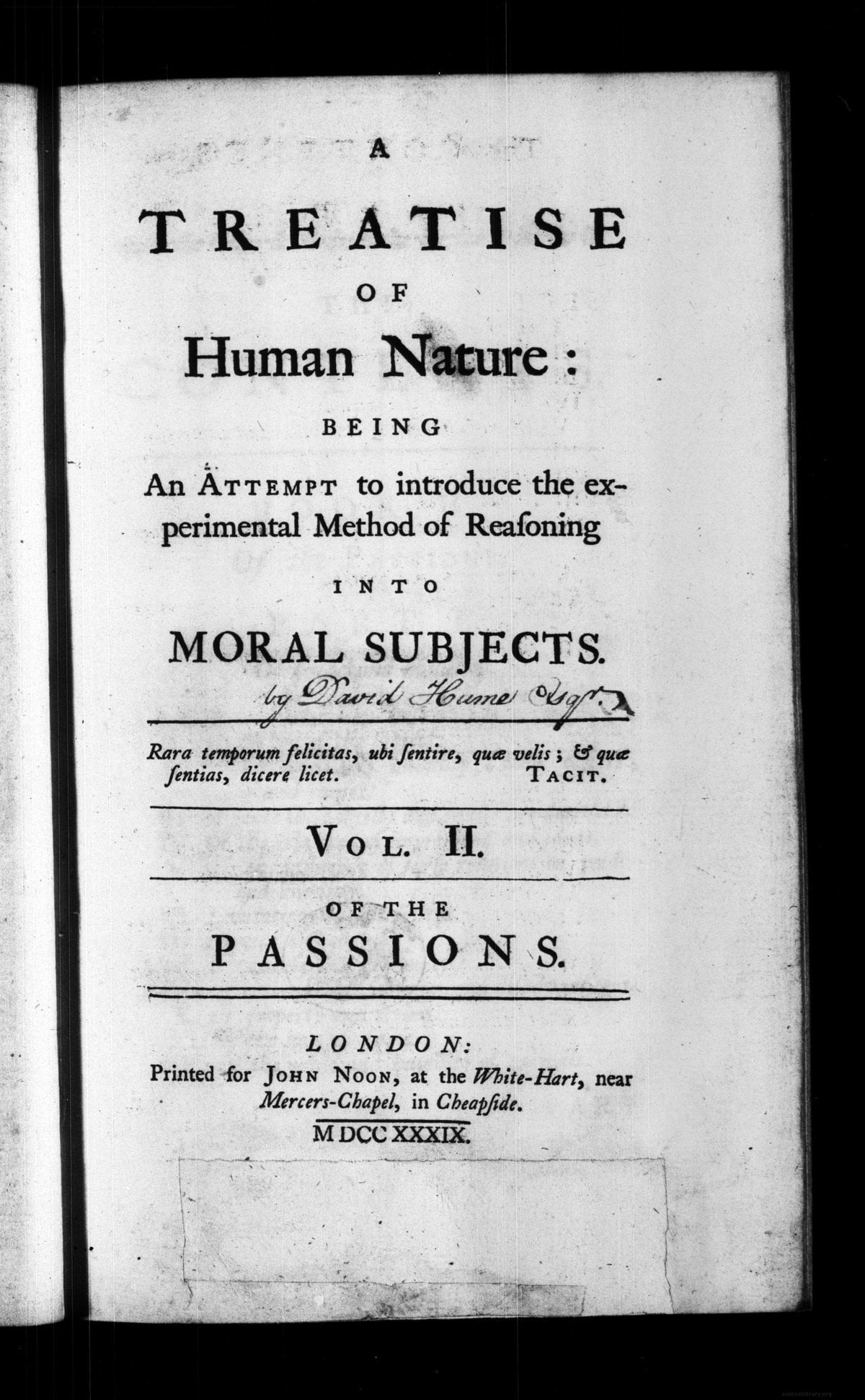 A Treatise of Human Nature - Volume 2
