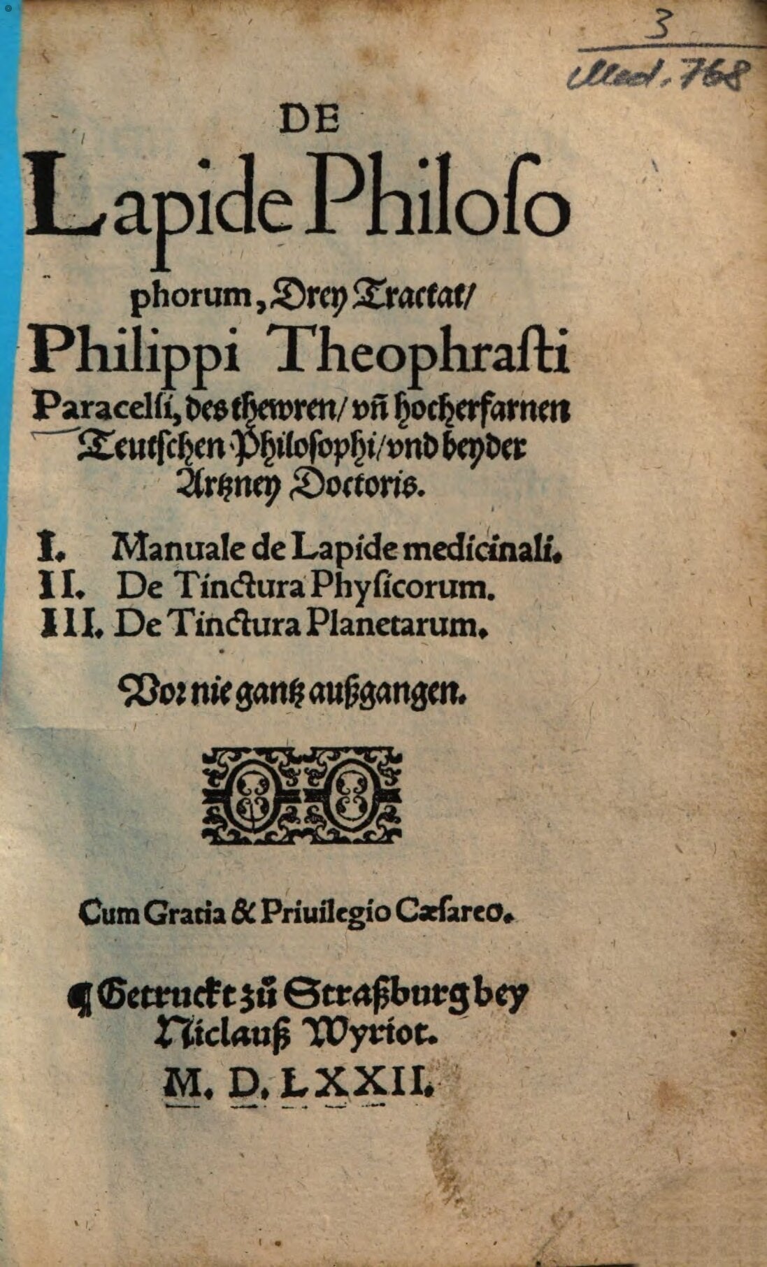 De Lapide Philosophorum (Philosophers Stone)