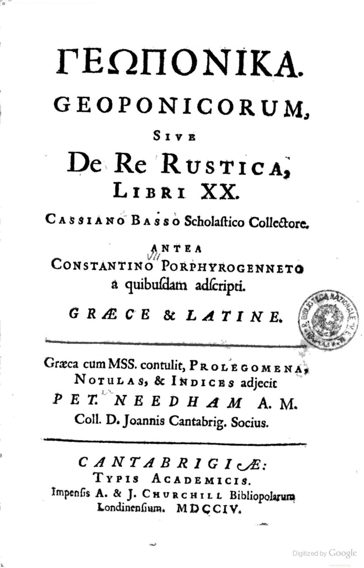 Geoponica: De re rustica libri XX