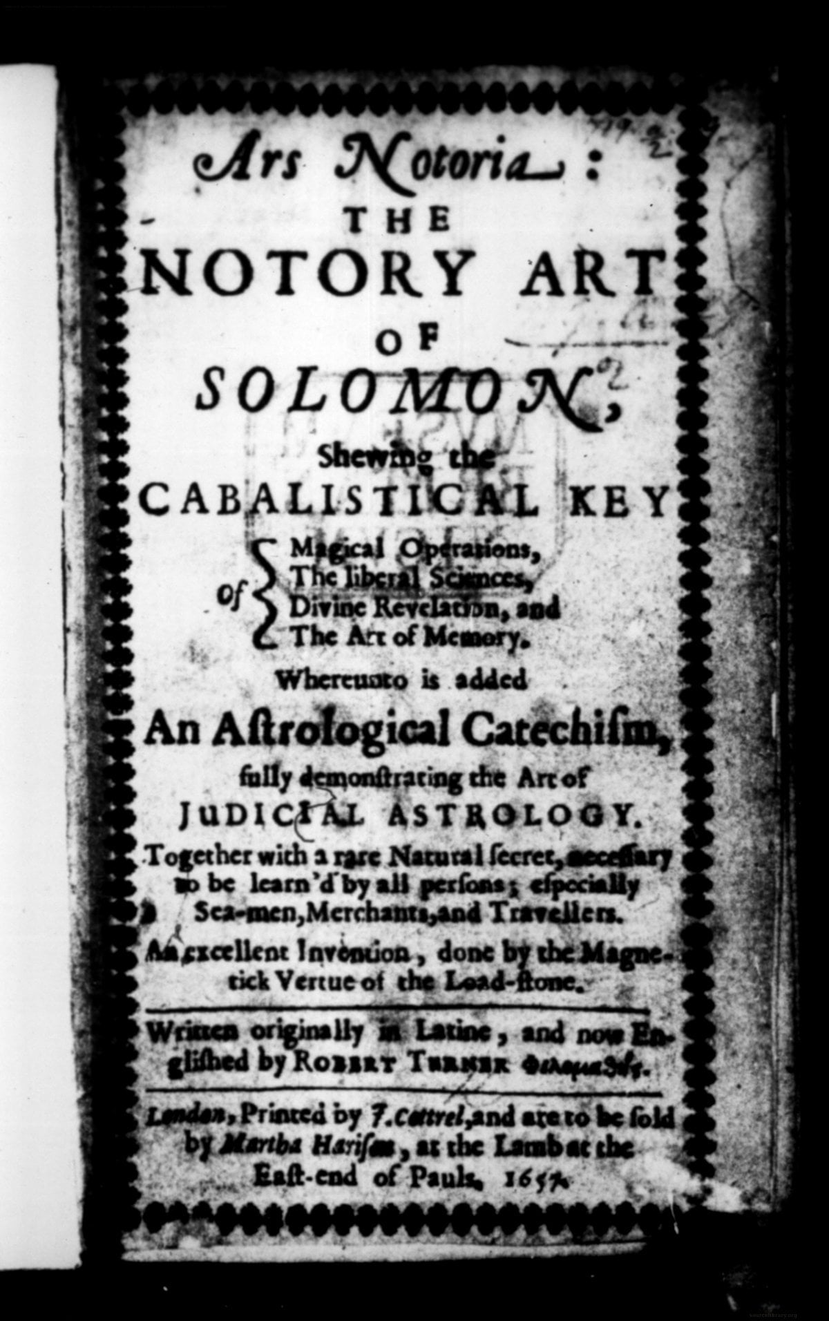 Ars Notoria: The Notory Art of Solomon