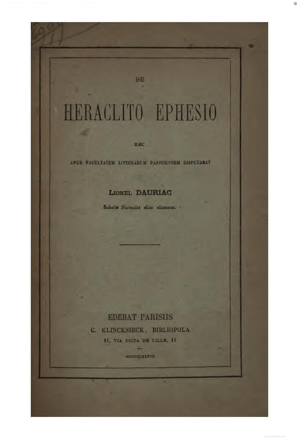 On Heraclitus of Ephesus