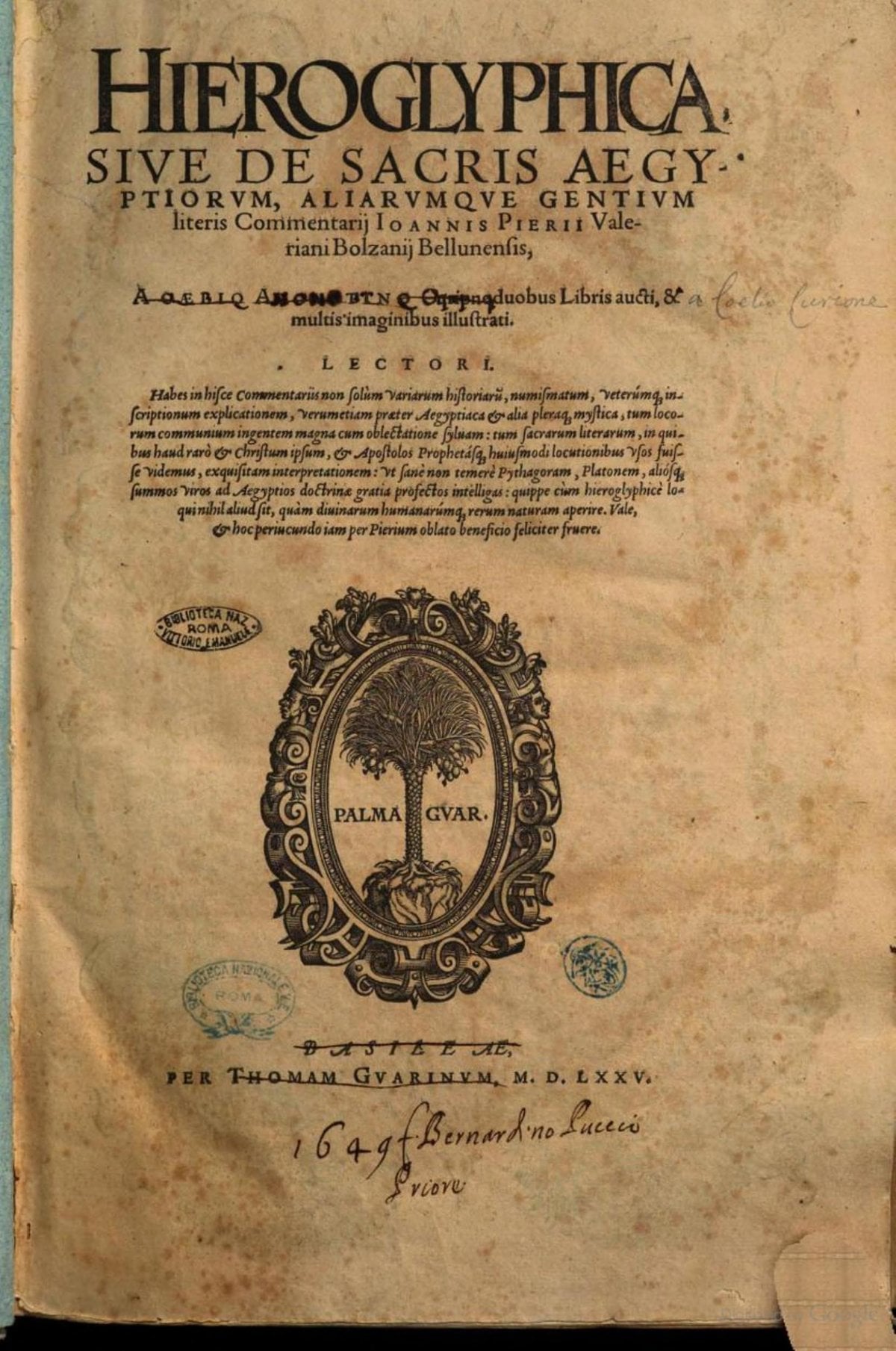 Valeriano: Hieroglyphica (1575)