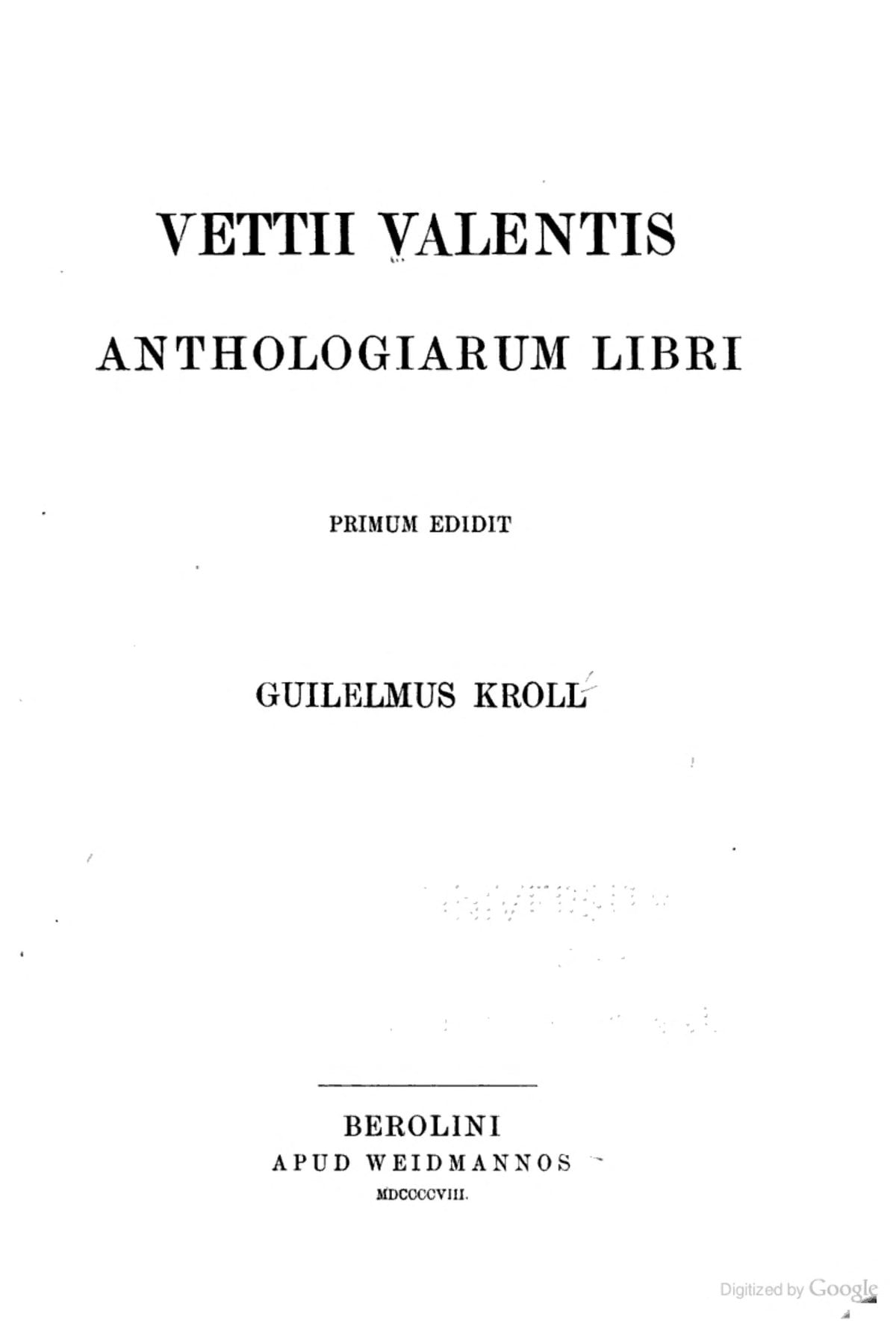The Anthology (Anthologiarum Libri)