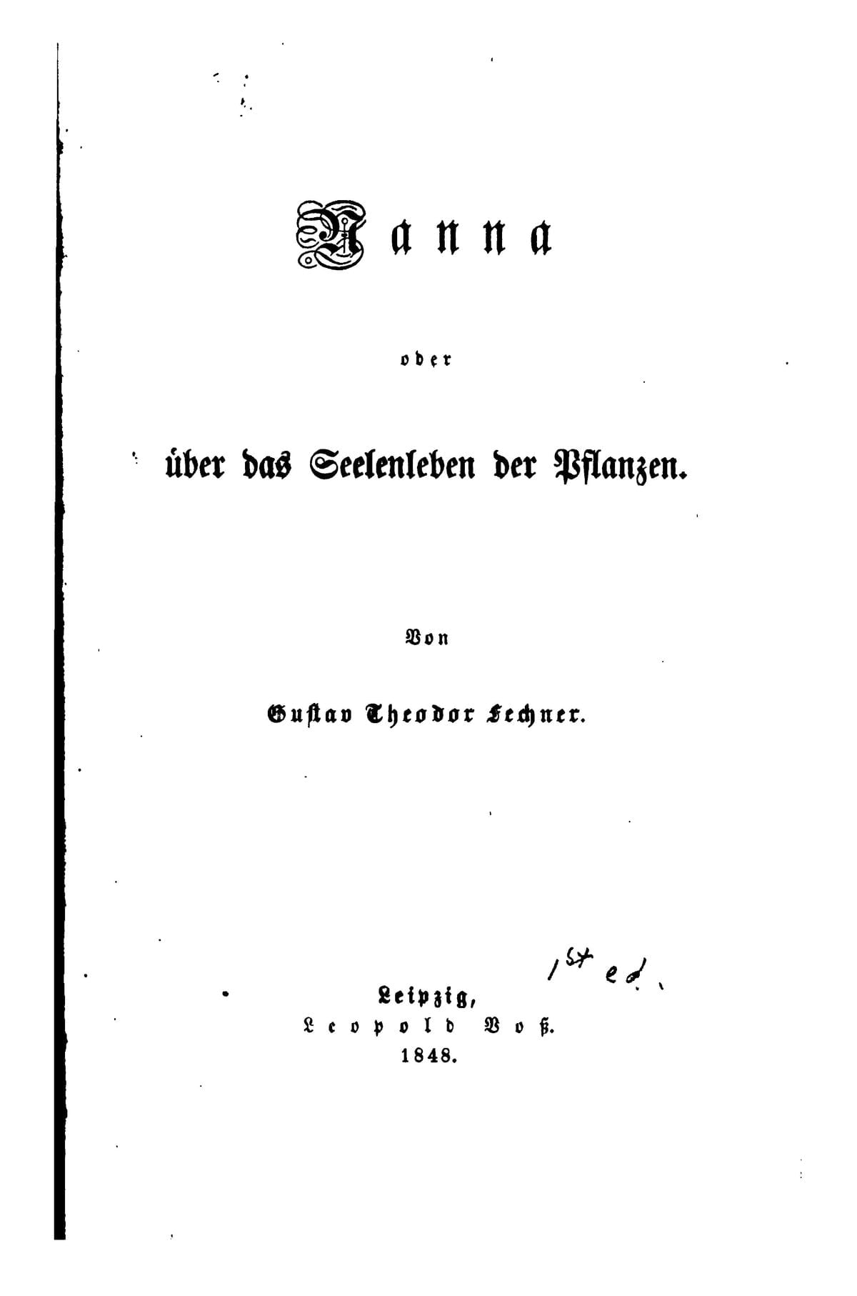 Nanna, or On the Soul-Life of Plants